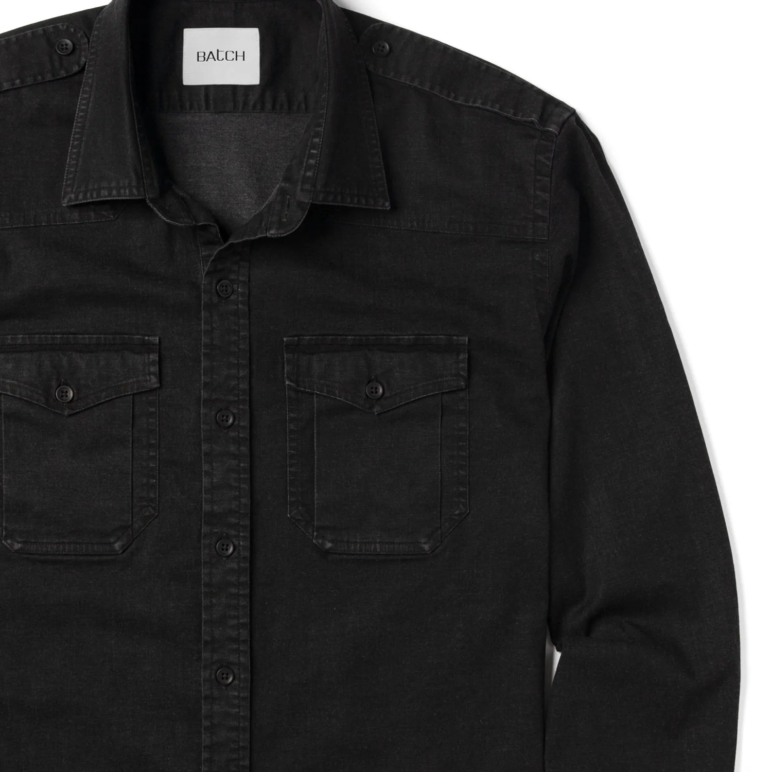 Austin Utility Shirt – Black Cotton Twill - Image 3