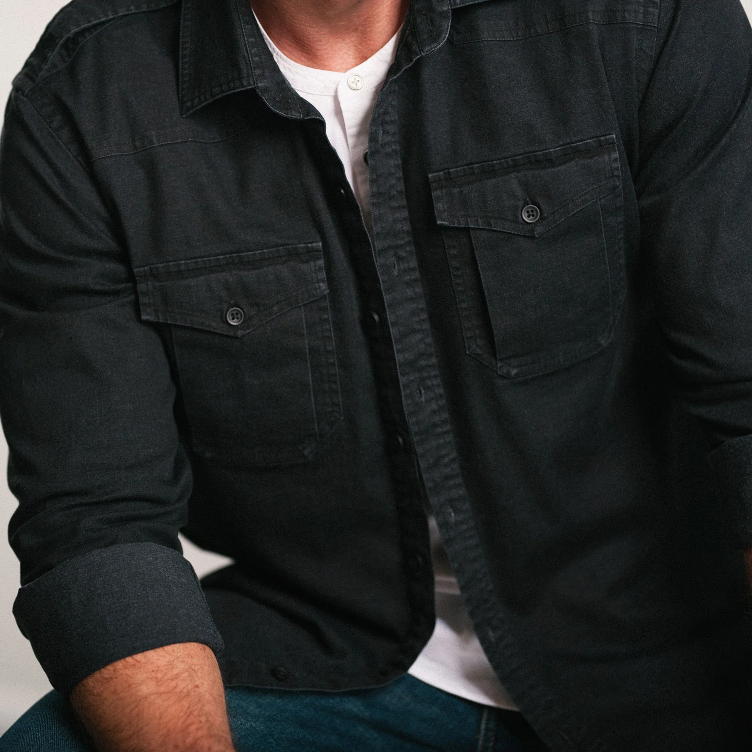 Austin Utility Shirt – Black Cotton Twill - Image 8