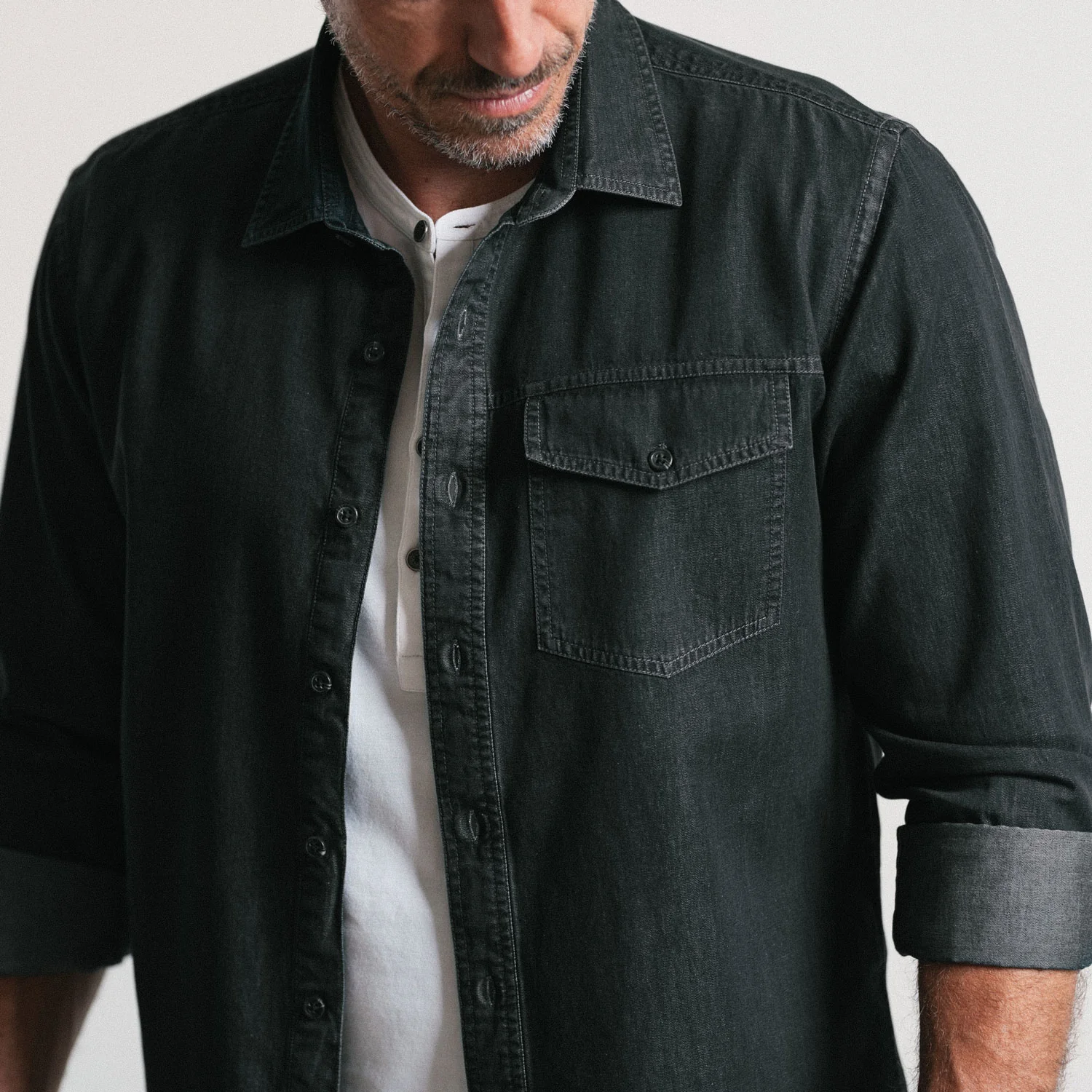 Author Casual Shirt – Black Cotton Denim - Image 5