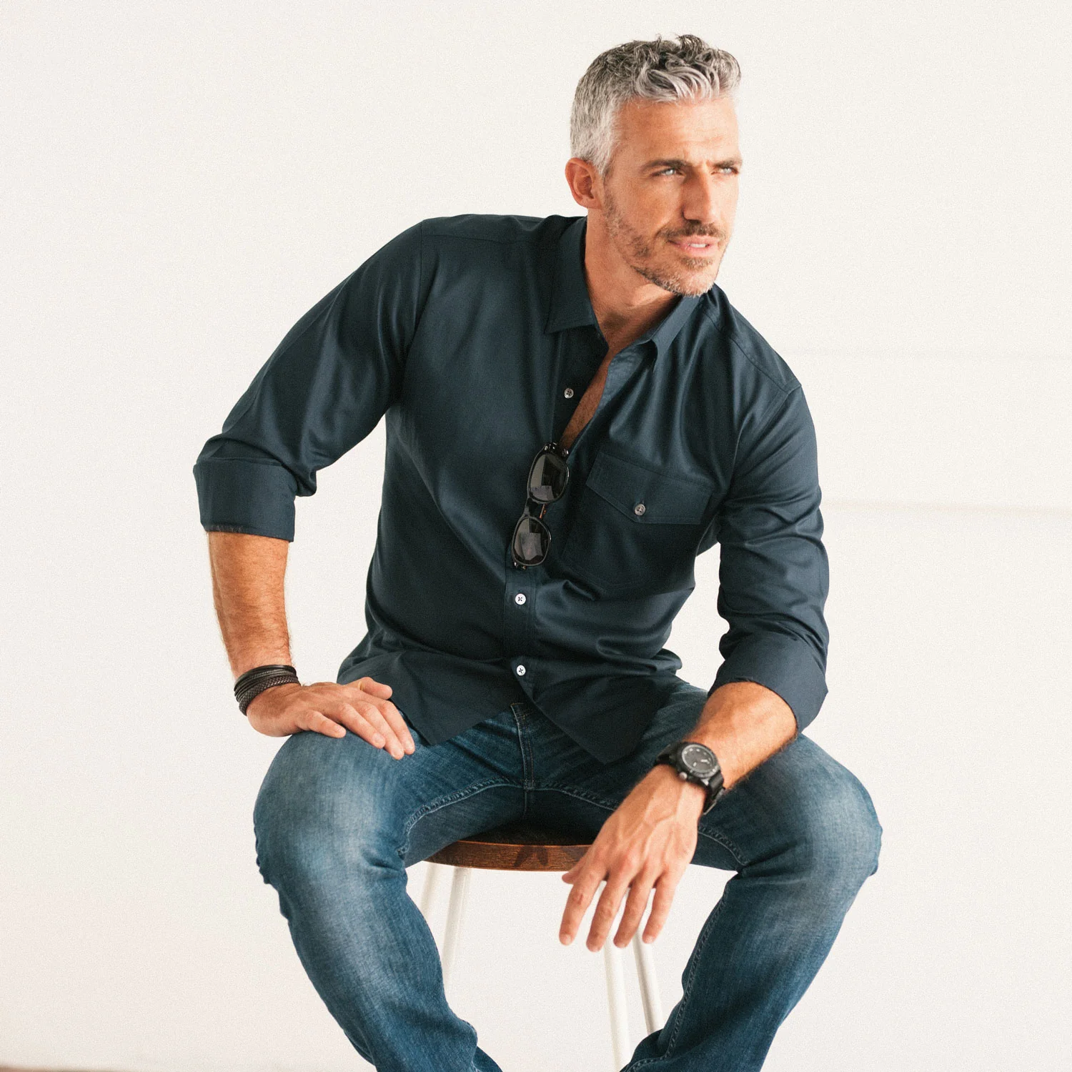 Author Casual Shirt – Dark Navy Cotton Twill - Image 5