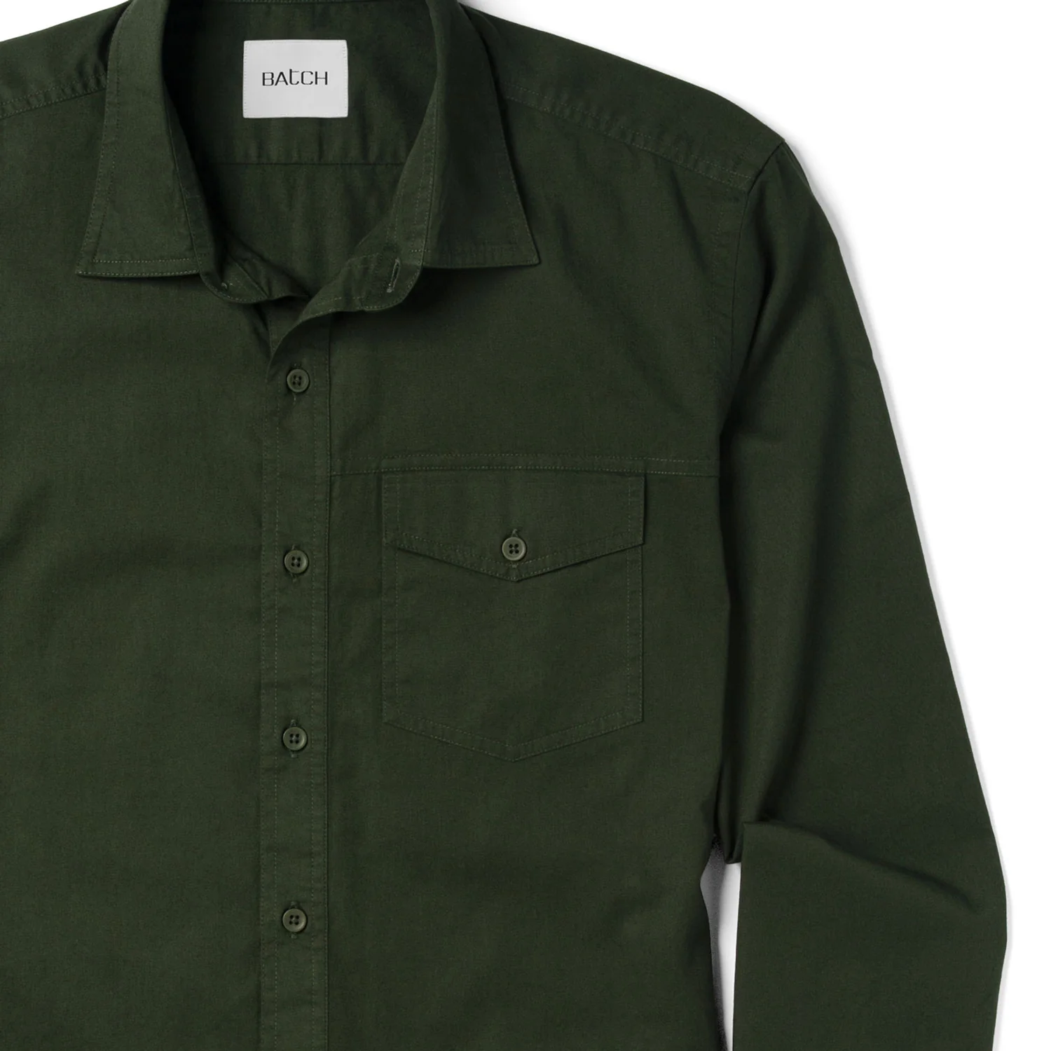Author Casual Shirt – Dark Olive Green Cotton Twill - Image 3