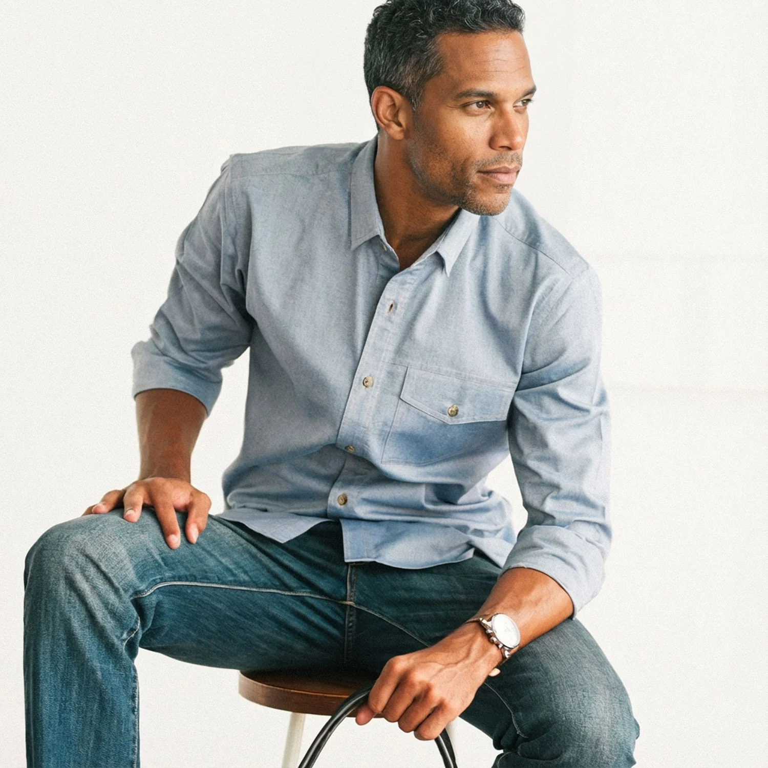 Author Casual Shirt – Harbor Blue Cotton Oxford - Image 4