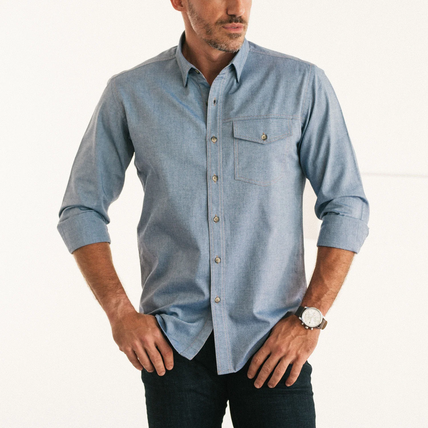 Author Casual Shirt – Harbor Blue Cotton Oxford - Image 5