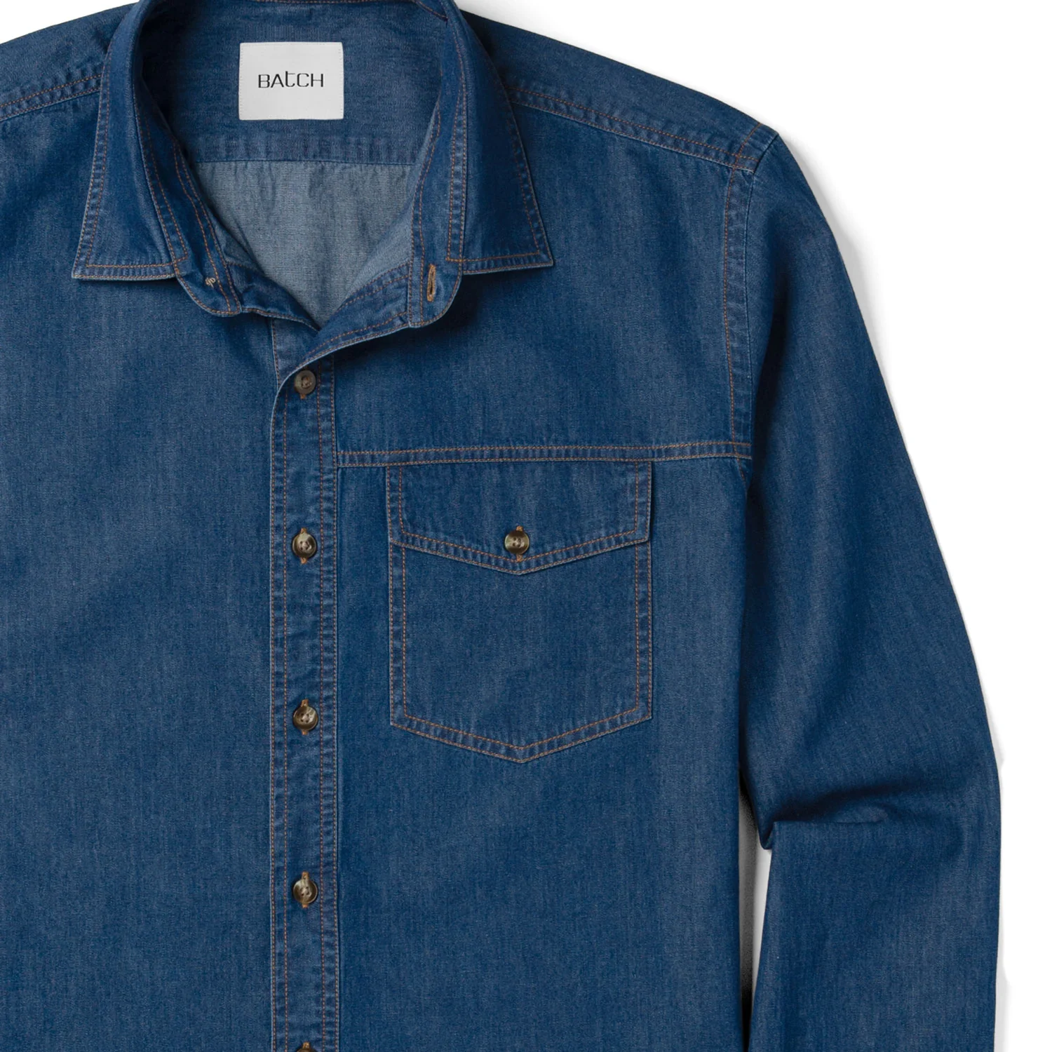 Author Casual Shirt – Medium Blue Cotton Denim - Image 3