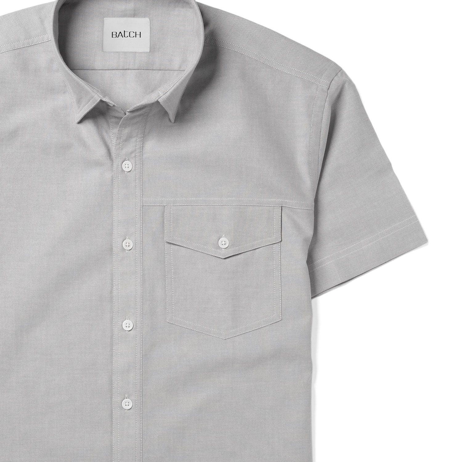 Author Short Sleeve Casual Shirt – Aluminum Gray Cotton Oxford - Image 3