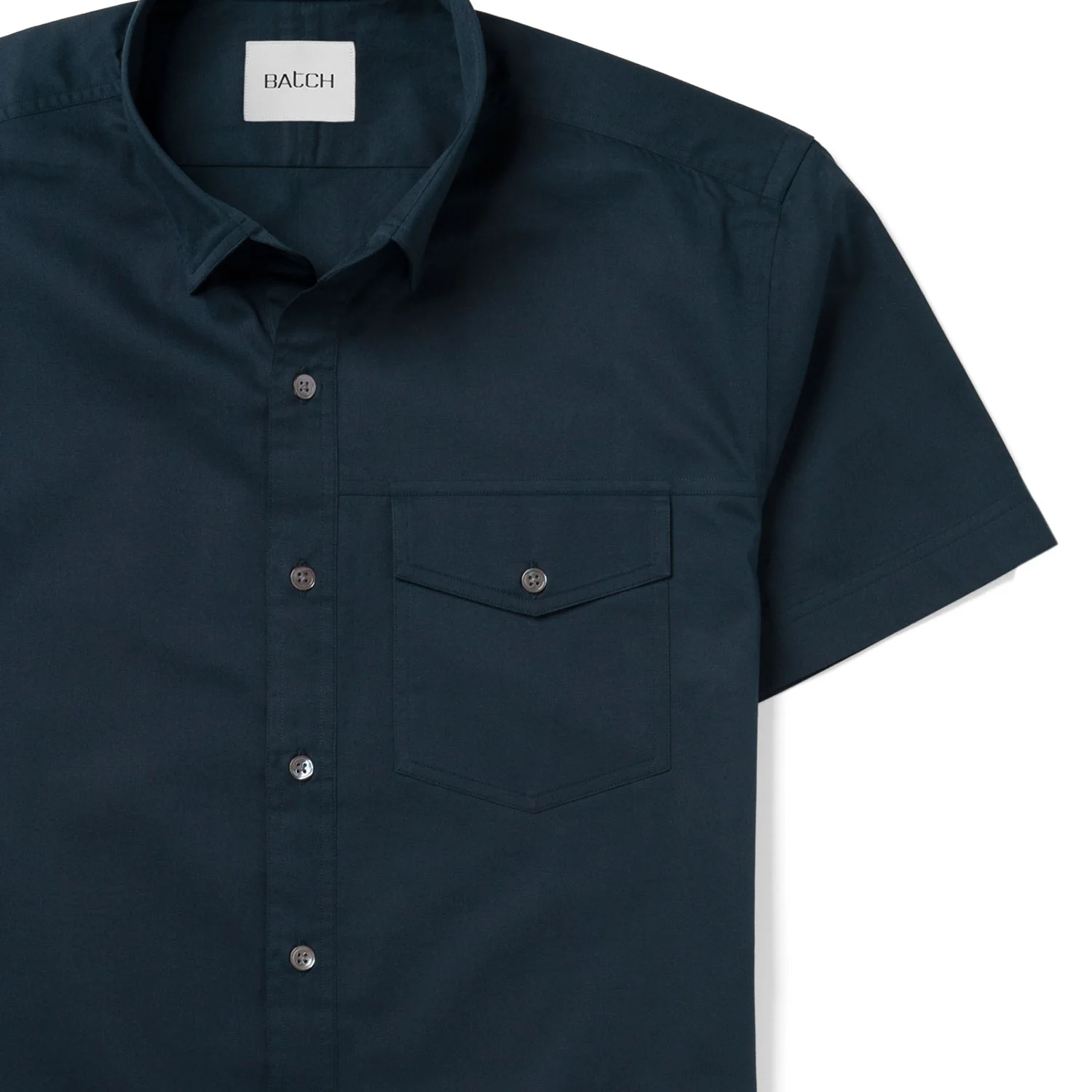 Author Short Sleeve Casual Shirt – Dark Navy Cotton Twill - Image 3
