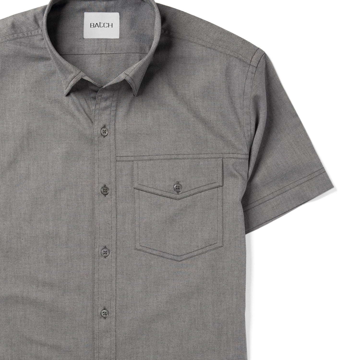 Author Short Sleeve Casual Shirt – Flint Gray Cotton Oxford - Image 3