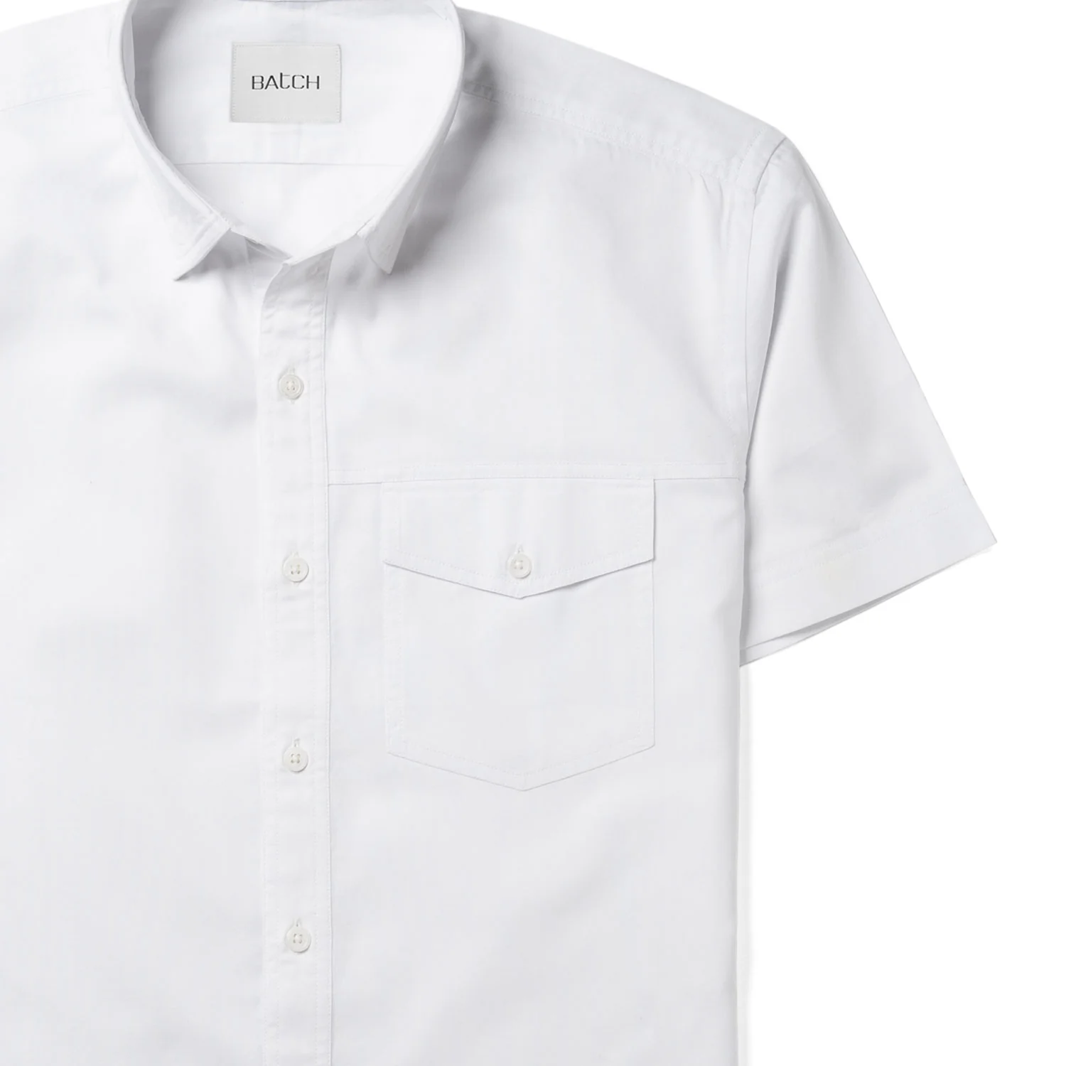 Author Short Sleeve Casual Shirt – Pure White Cotton Oxford - Image 3