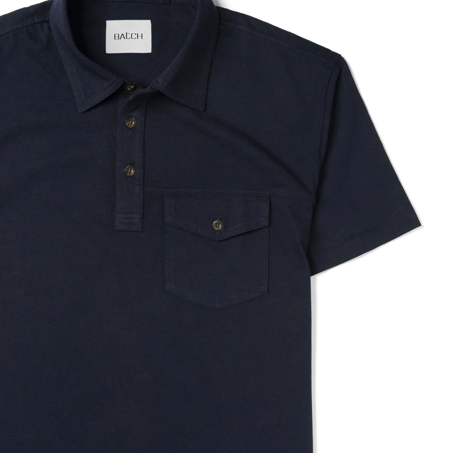 Author Short Sleeve Polo Shirt –  Dark Navy Cotton Jersey - Image 3