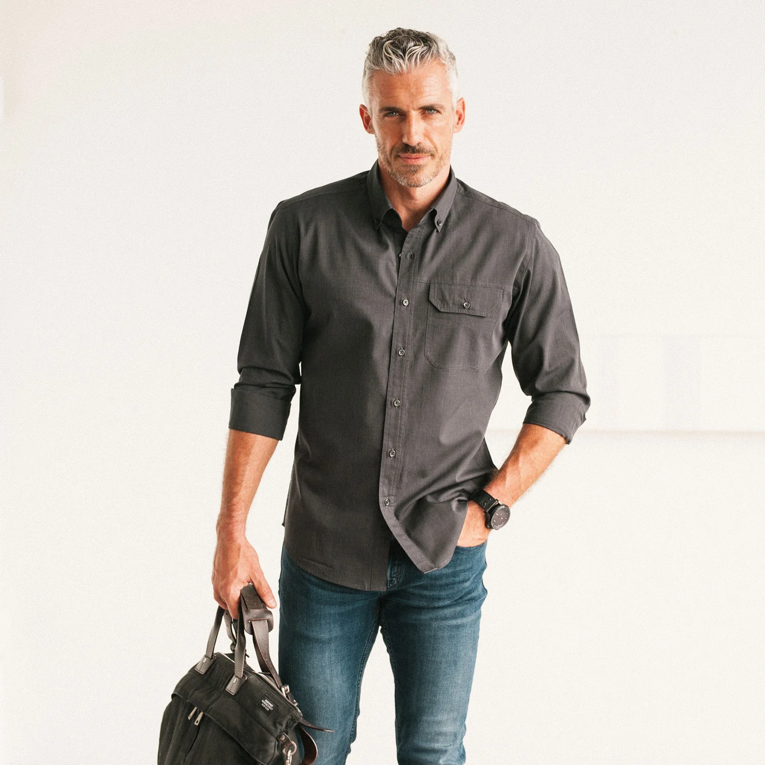 Builder Casual Shirt – Asphalt Cotton End-on-end - Image 4