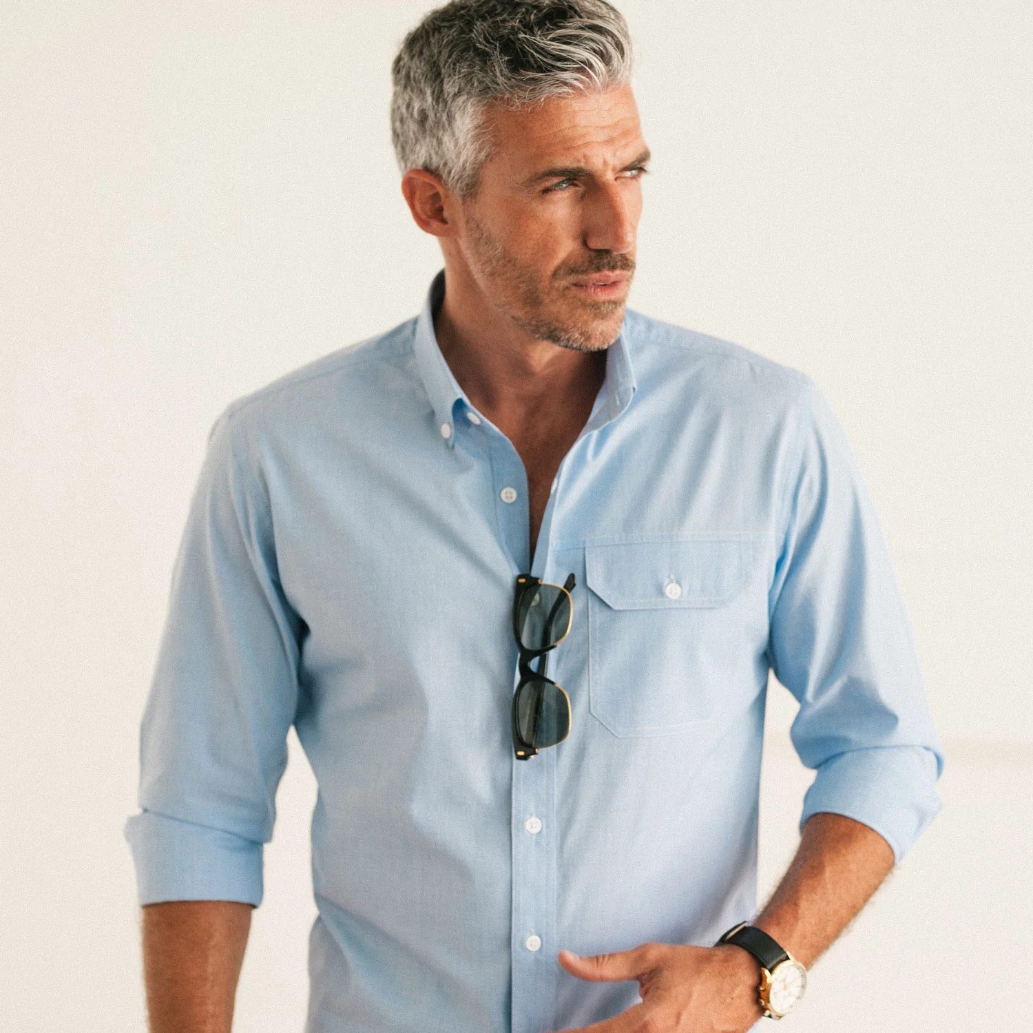 Builder Casual Shirt – Clean Blue Cotton End-on-end - Image 5