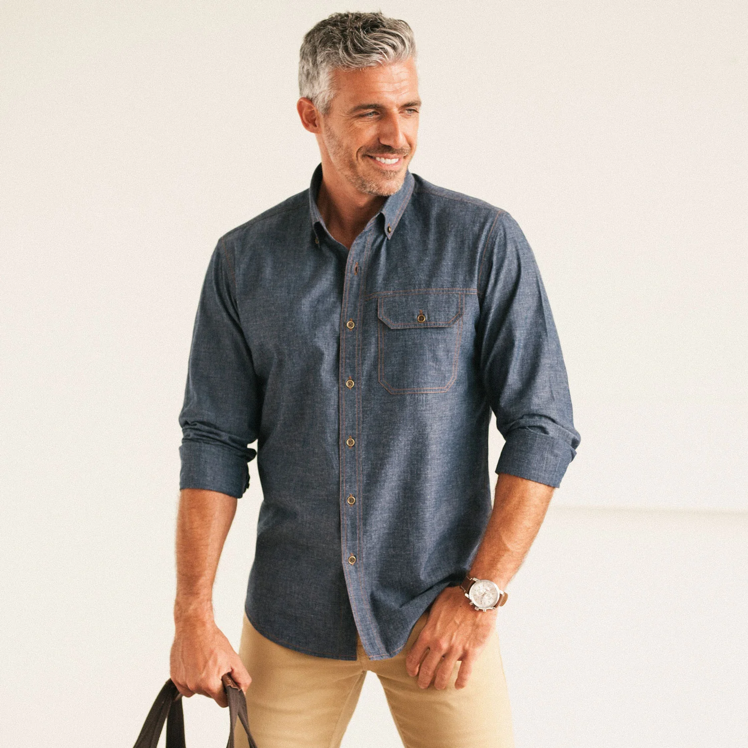 Builder Casual Shirt – Navy Cotton End-on-end - Image 4