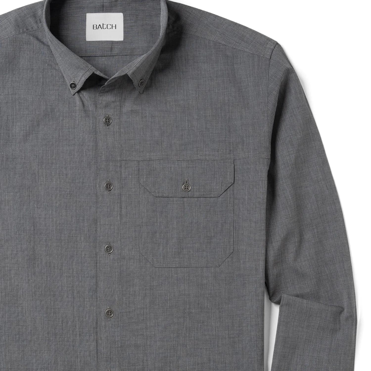 Builder Casual Shirt – Titanium Gray Cotton End-on-end - Image 3