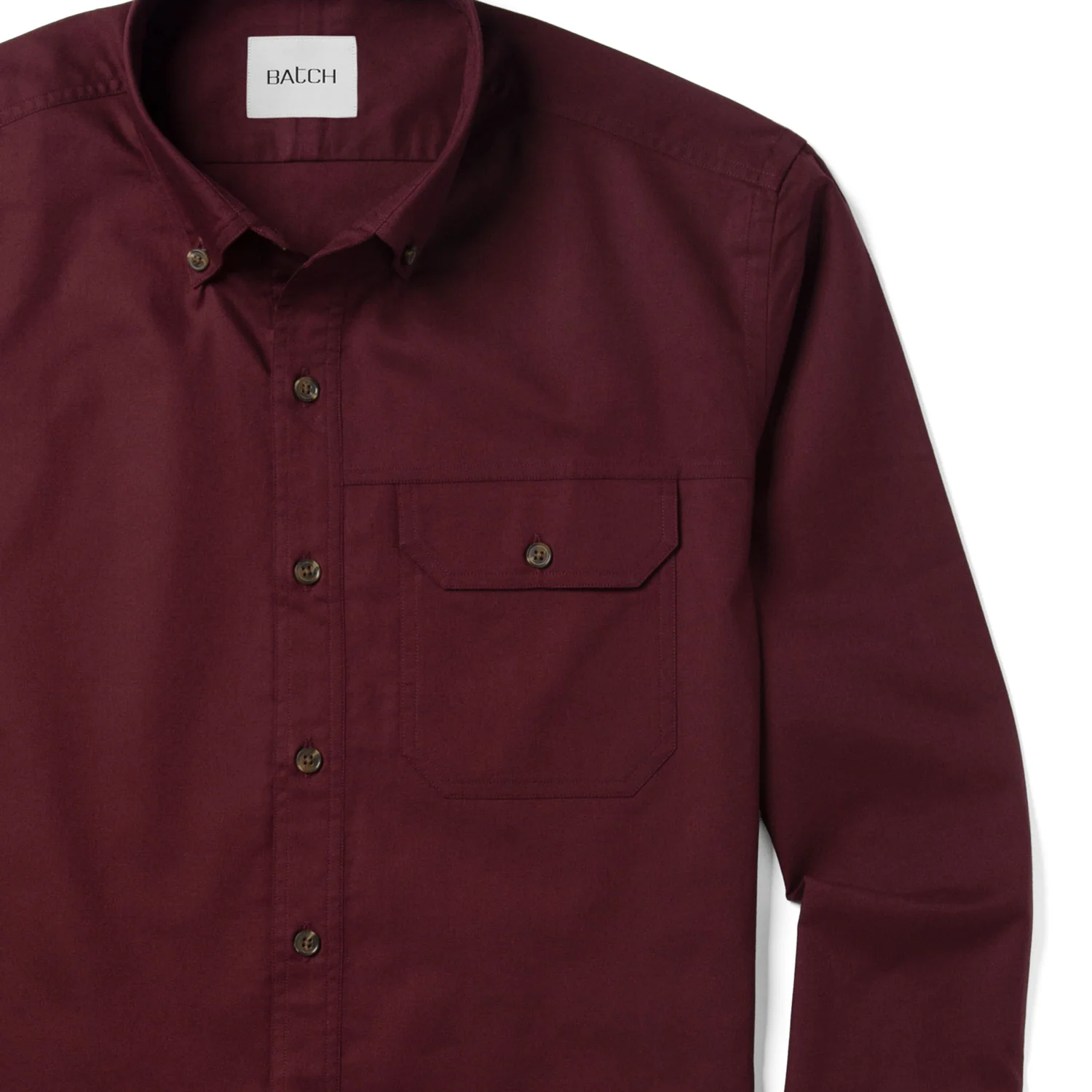 Builder Casual Shirt – Burgundy Cotton Oxford - Image 3