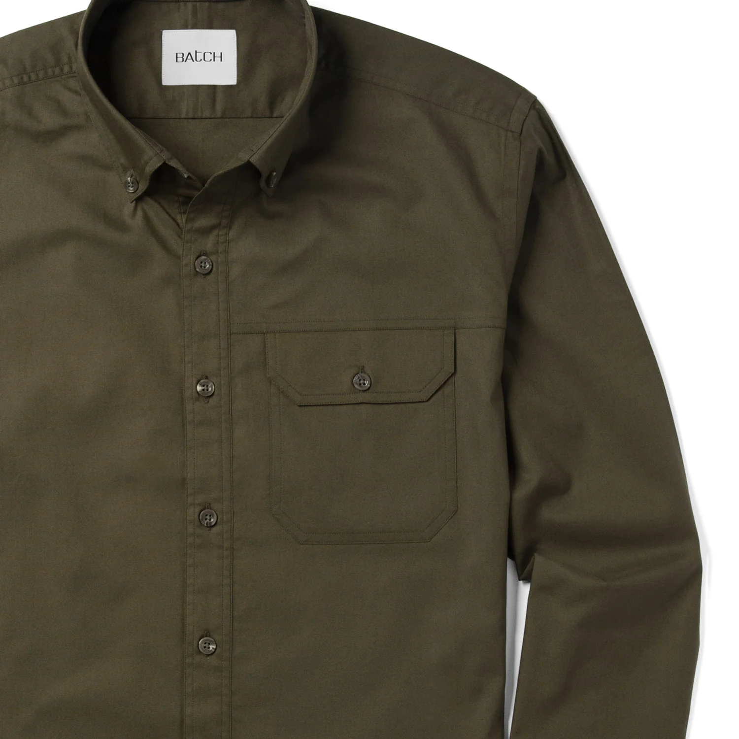 Builder Casual Shirt – Olive Green Cotton Oxford - Image 3