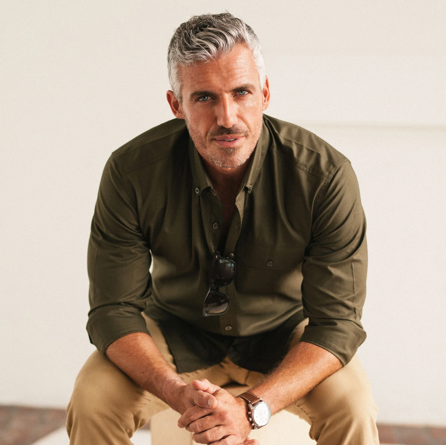 Builder Casual Shirt – Olive Green Cotton Oxford - Image 4