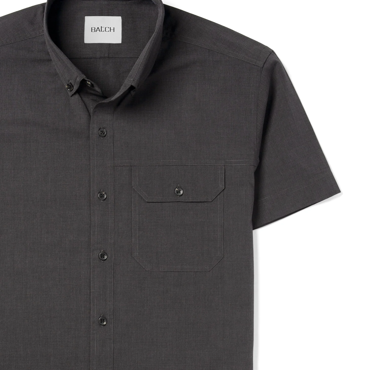 Builder Short Sleeve Casual Shirt – Asphalt Gray Cotton End-on-end - Image 3