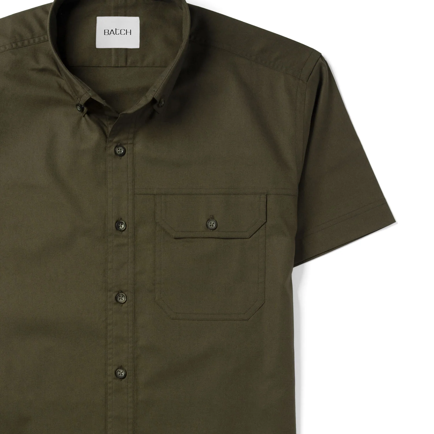 Builder Short Sleeve Casual Shirt – Olive Green Oxford - Image 3