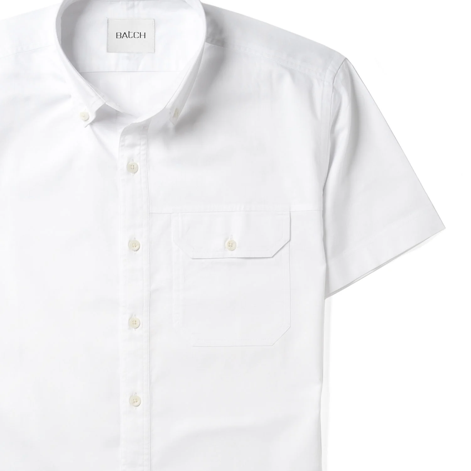 Builder Short Sleeve Casual Shirt – Pure White Cotton Oxford - Image 3