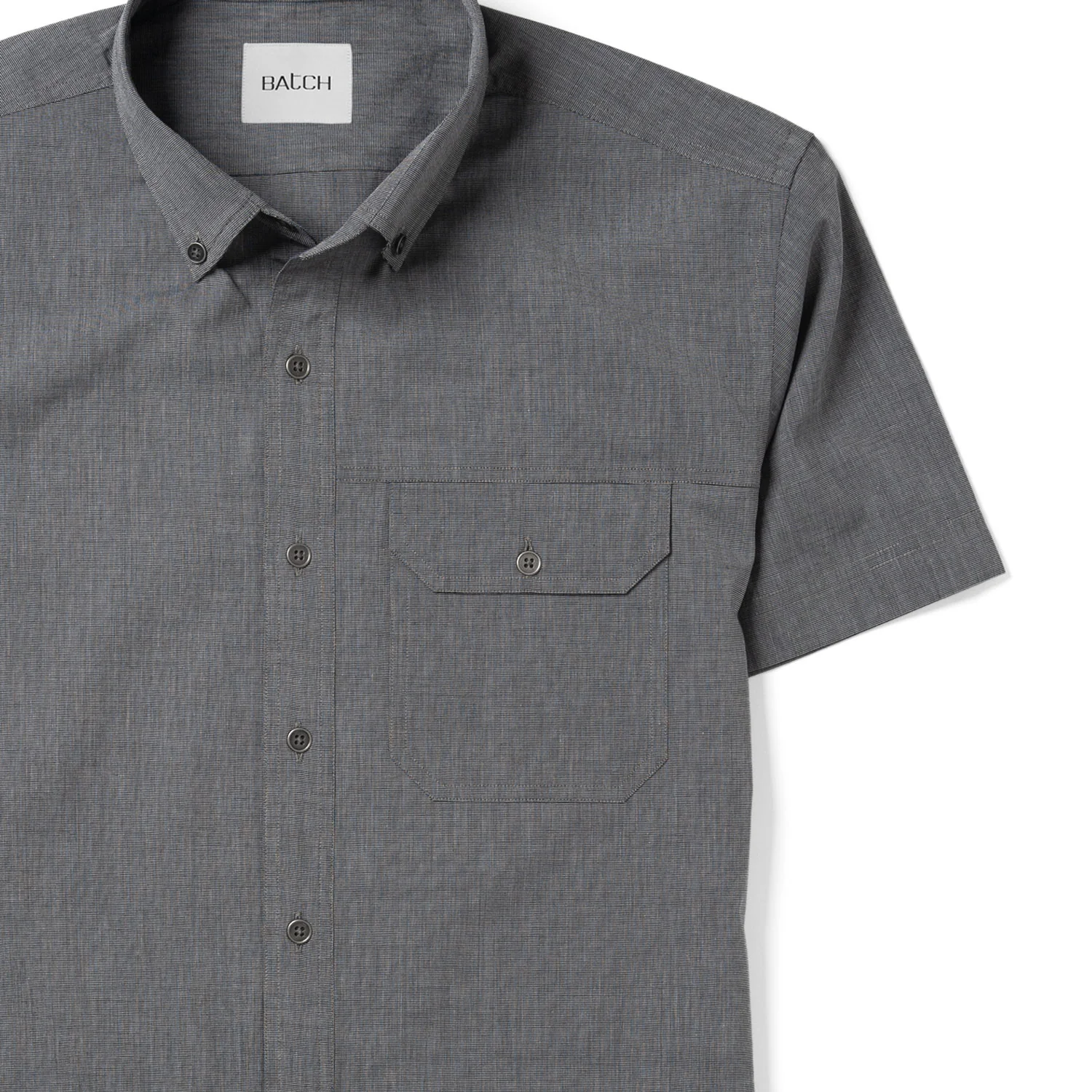 Builder Short Sleeve Casual Shirt – Titanium Gray Cotton End-on-end - Image 3