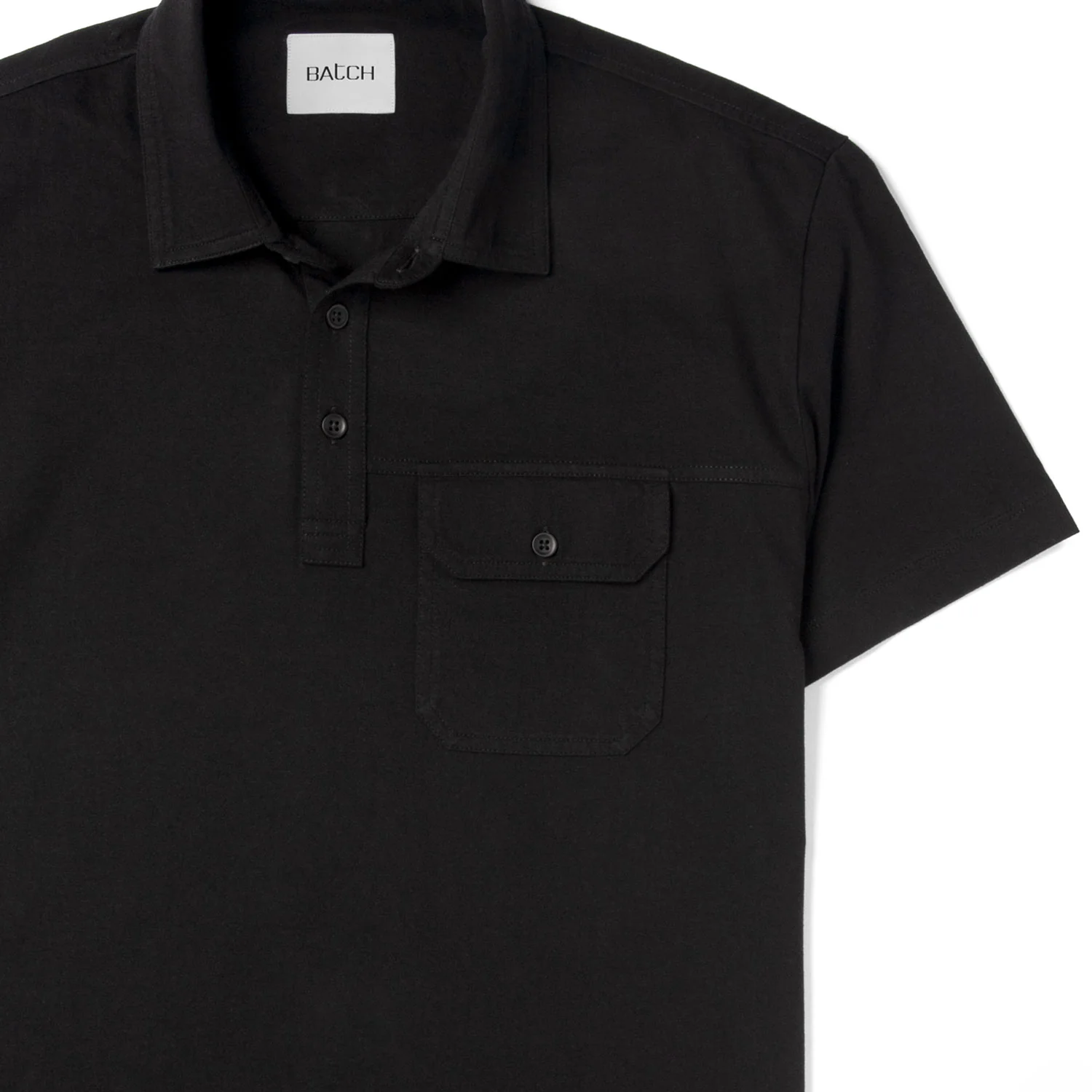 Builder Short Sleeve Polo Shirt –  Black Cotton Jersey - Image 3