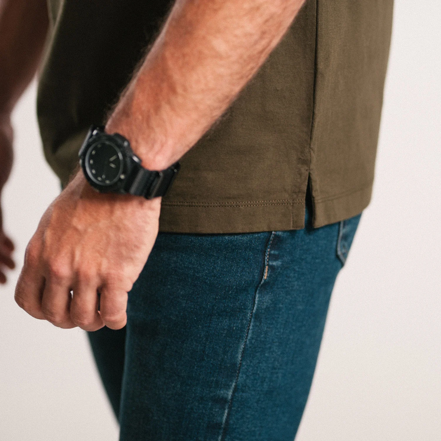 Builder Short Sleeve Polo Shirt –  Olive Green Cotton Jersey - Image 5