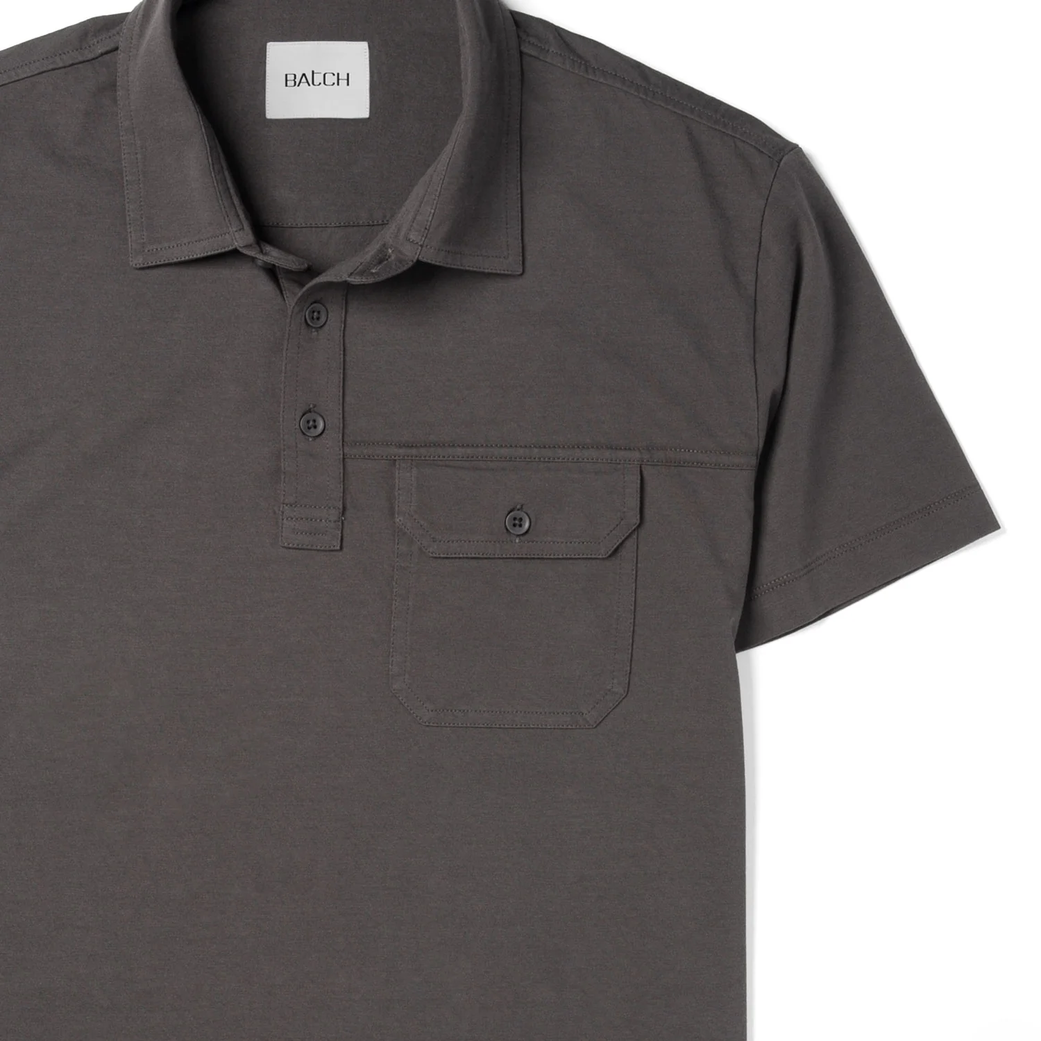 Builder Short Sleeve Polo Shirt –  Slate Gray Cotton Jersey - Image 3
