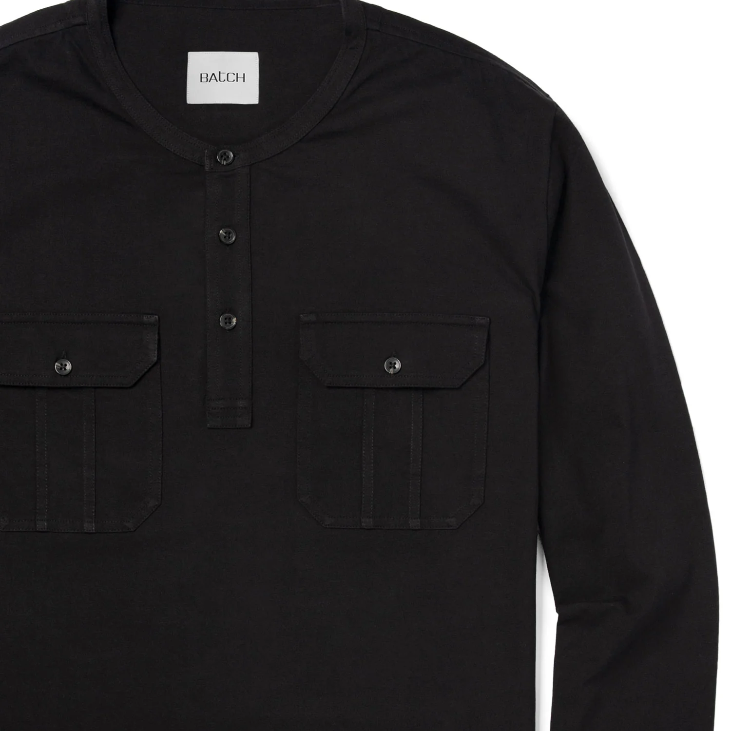 Constructor Henley Shirt –  Black Cotton Jersey - Image 3