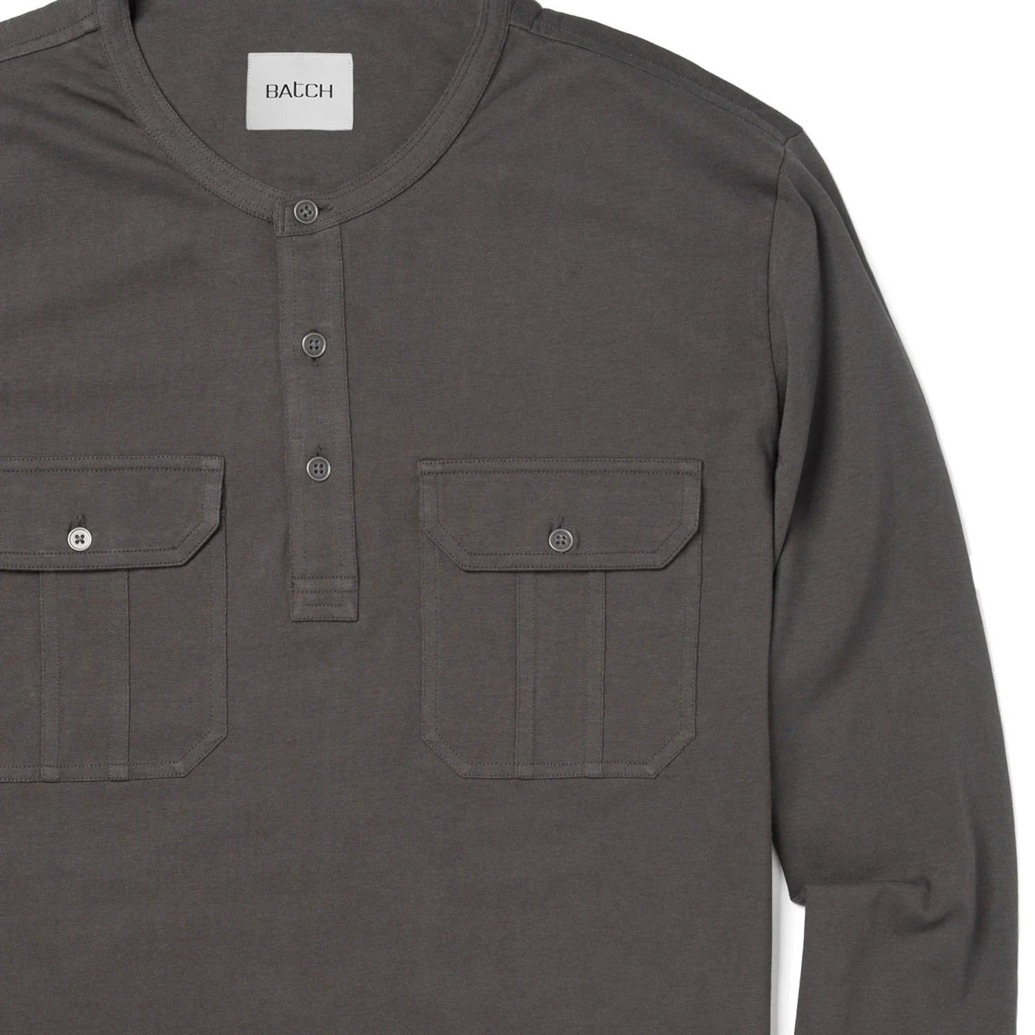 Constructor Henley Shirt –  Slate Gray Cotton Jersey - Image 3
