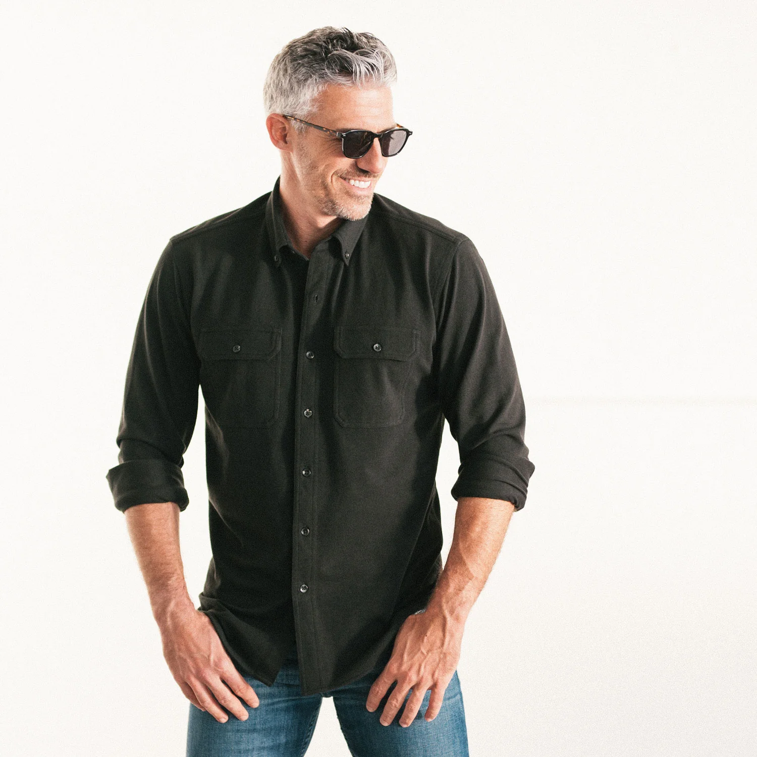 Constructor Knit Utility Shirt – Black Cotton Poly Pique - Image 4