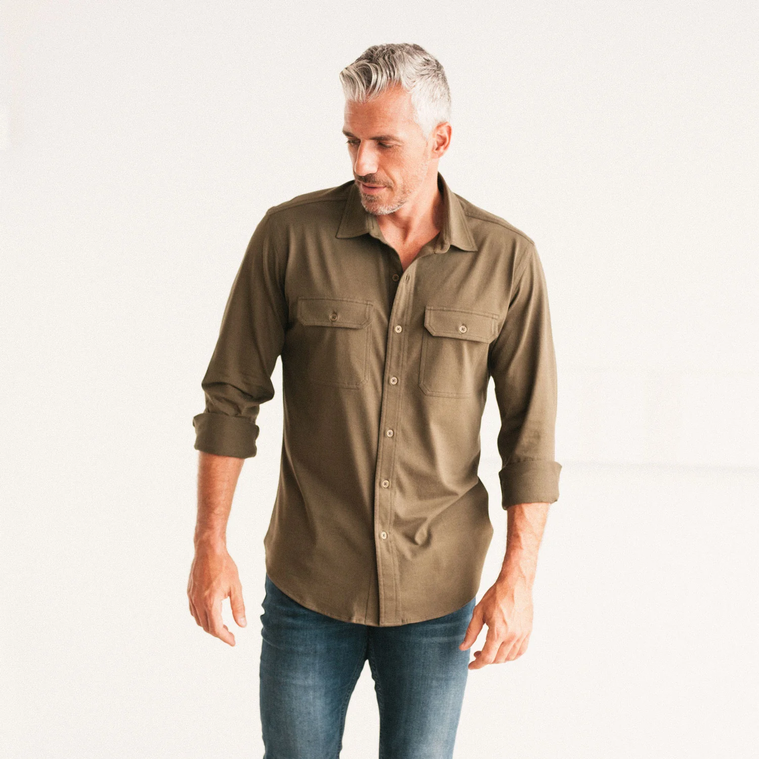 Constructor Utility T-Shirt Shirt – Fatigue Green Cotton Jersey - Image 4