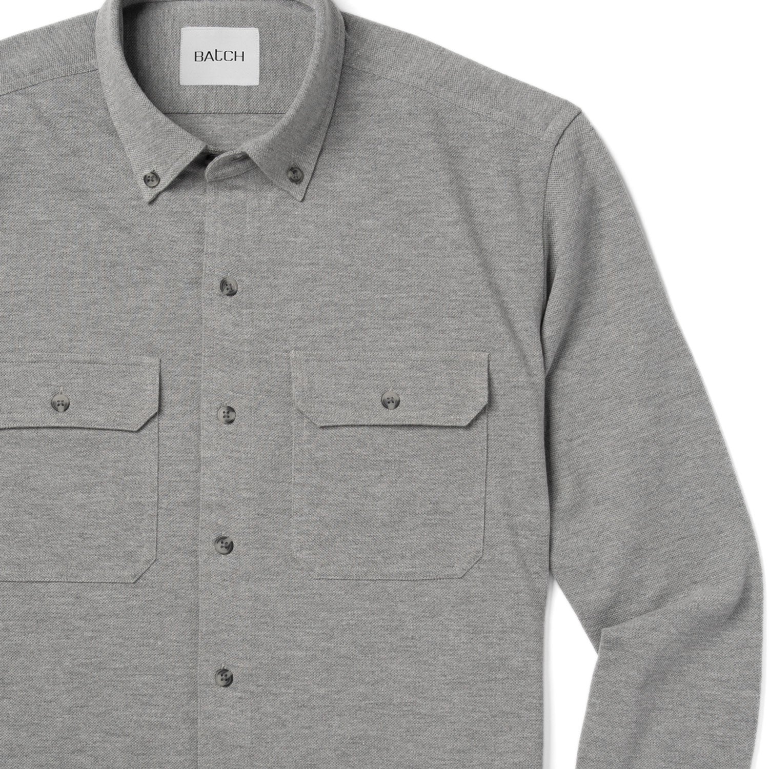 Constructor Knit Utility Shirt – Stone Gray Cotton Poly Pique - Image 3