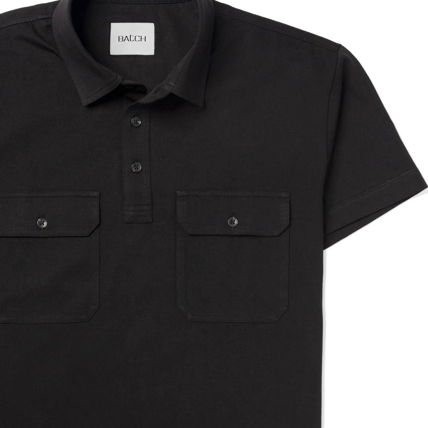 Constructor Short Sleeve Polo Shirt –  Black Cotton Jersey - Image 3