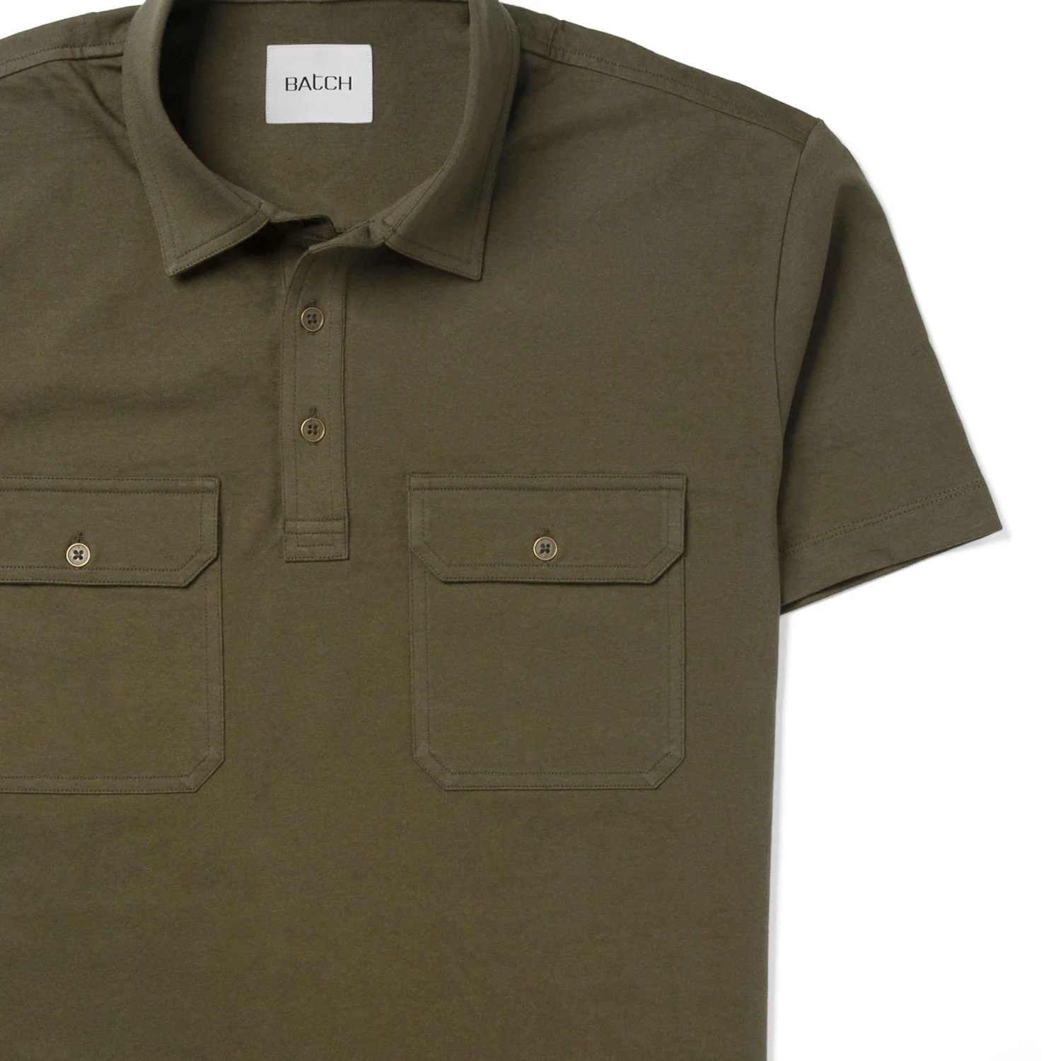 Constructor Short Sleeve Polo Shirt –  Olive Green Cotton Jersey - Image 3