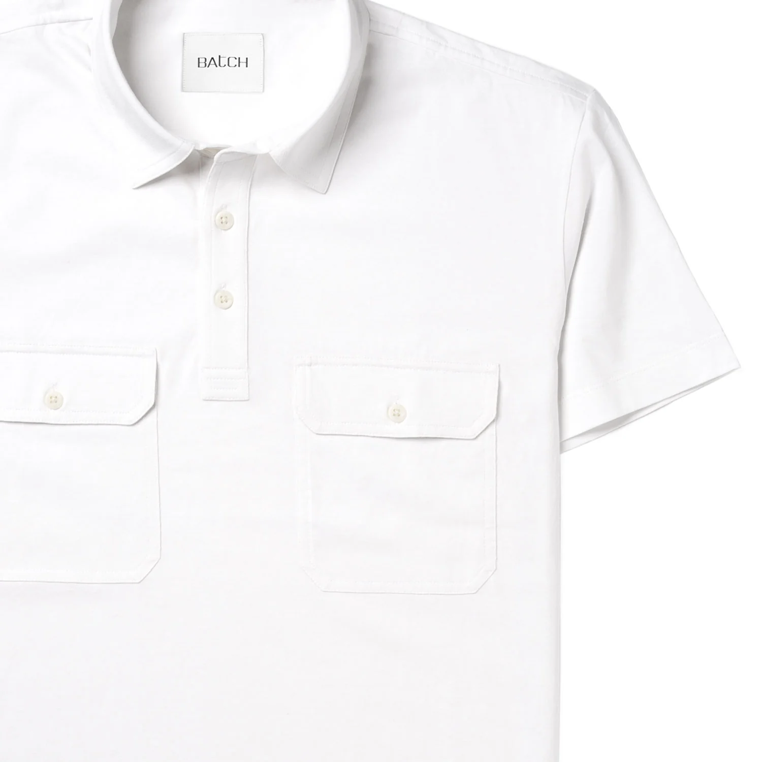 Constructor Short Sleeve Polo Shirt –  Pure White Cotton Jersey - Image 3