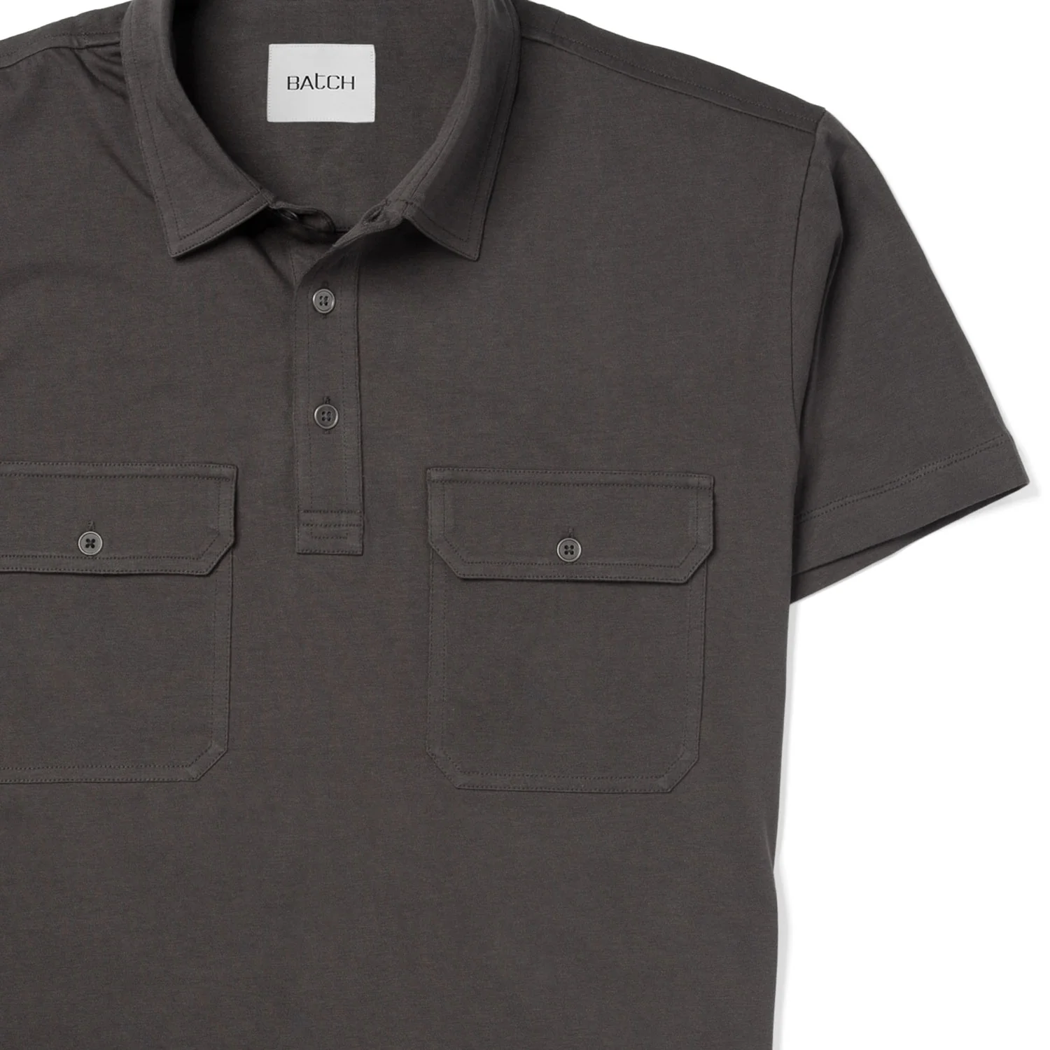 Constructor Short Sleeve Polo Shirt –  Slate Gray Cotton Jersey - Image 3