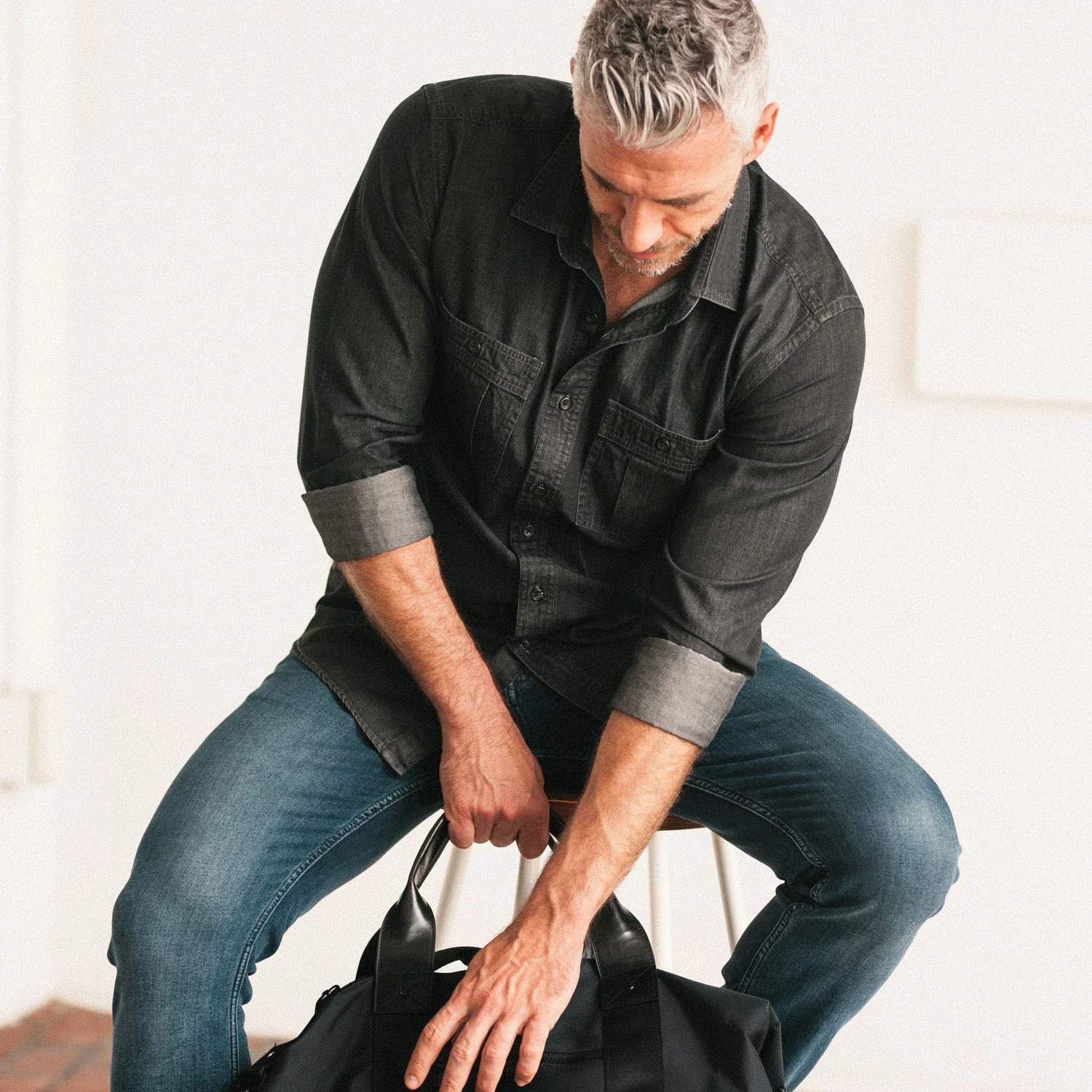 Craftsman Utility Shirt – Black Cotton Denim - Image 4