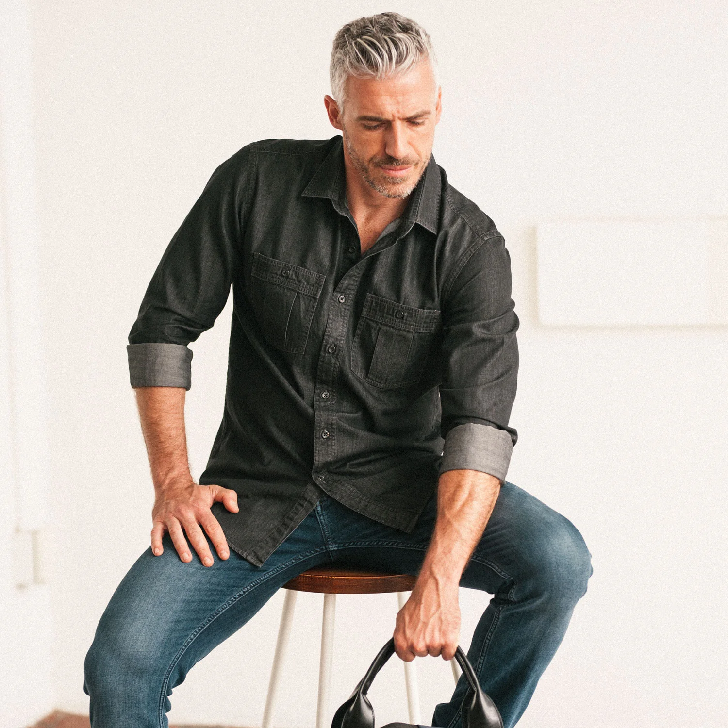 Craftsman Utility Shirt – Black Cotton Denim - Image 5