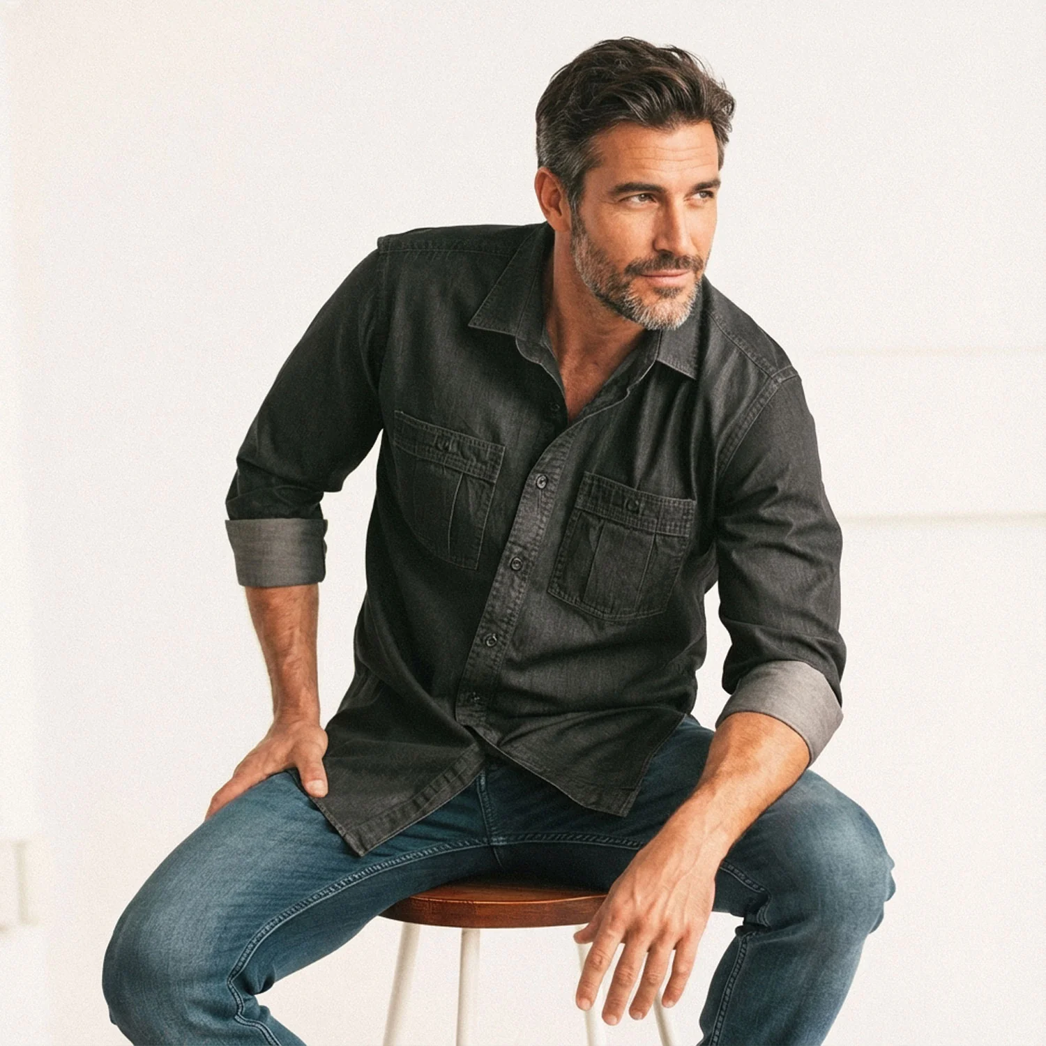 Craftsman Utility Shirt – Black Cotton Denim - Image 6