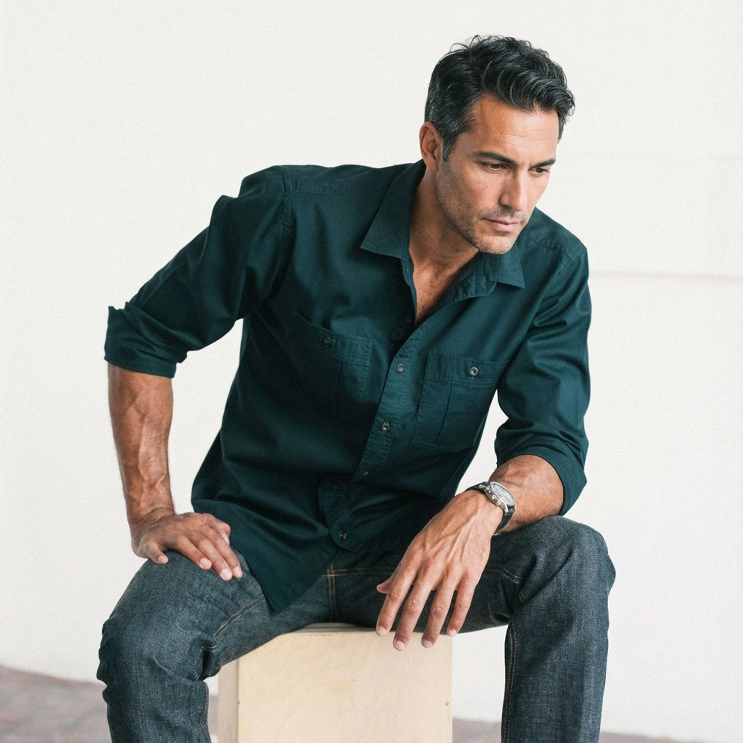 Craftsman Utility Shirt – Bottle Green Cotton Twill - Image 4