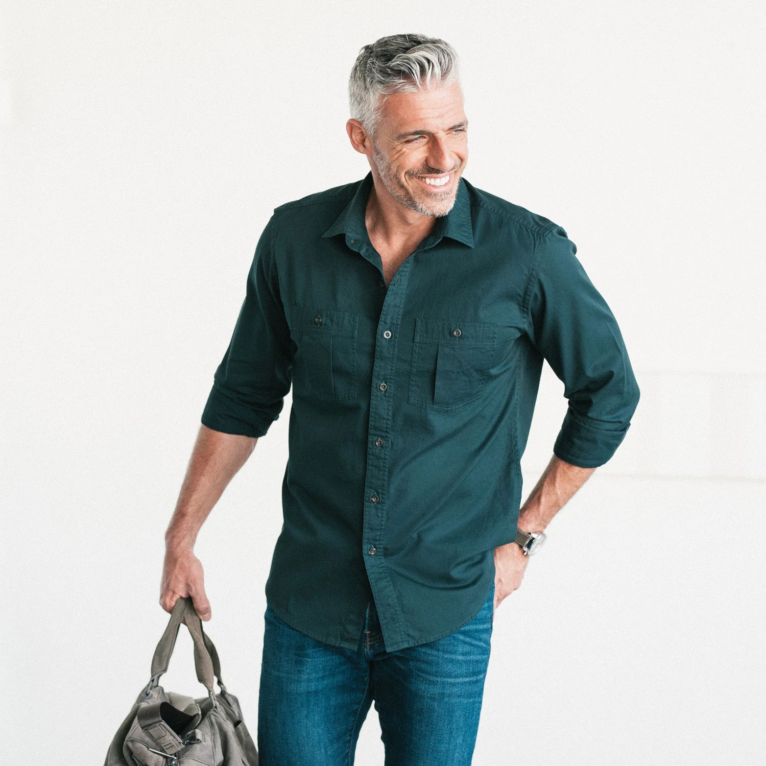 Craftsman Utility Shirt – Bottle Green Cotton Twill - Image 5