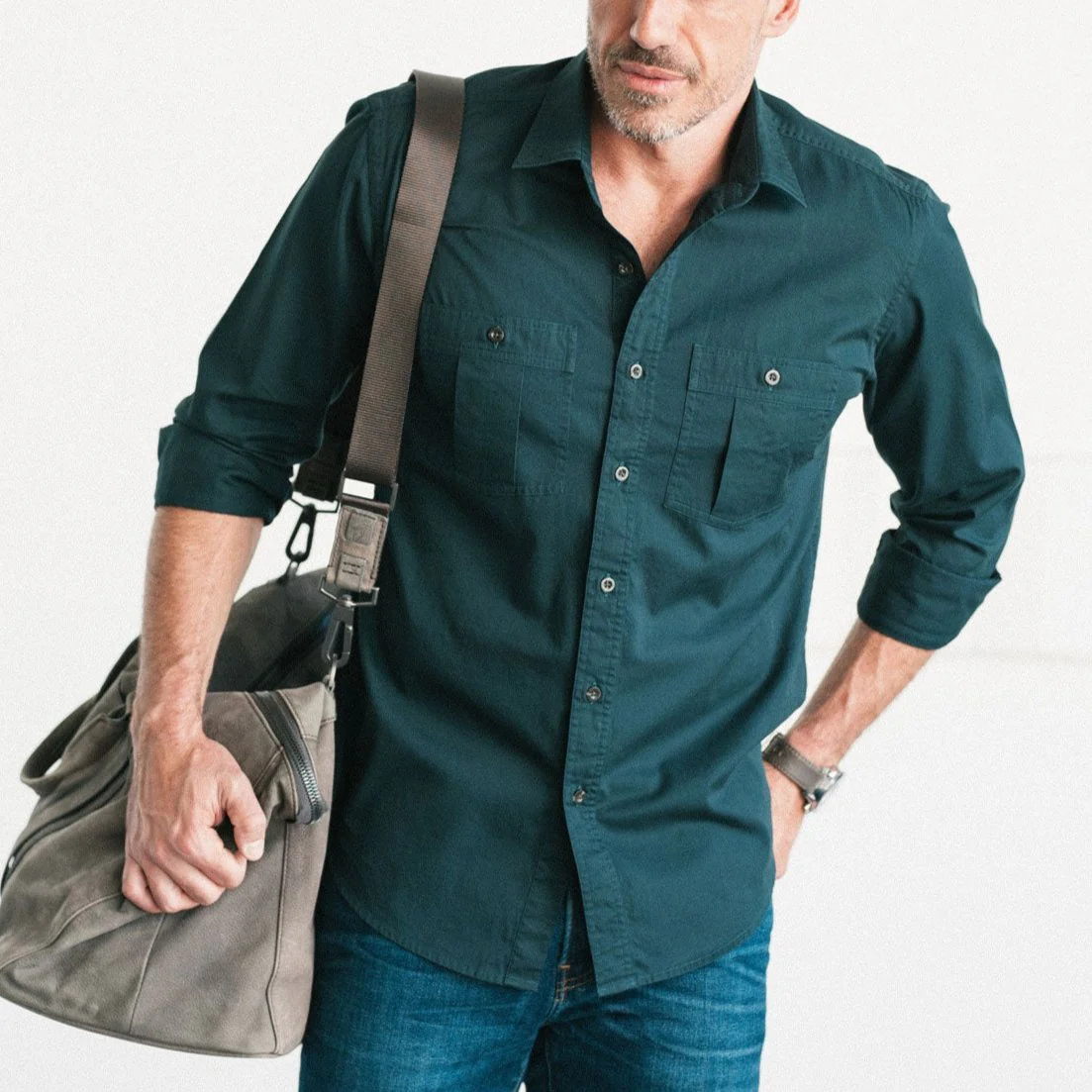 Craftsman Utility Shirt – Bottle Green Cotton Twill - Image 6