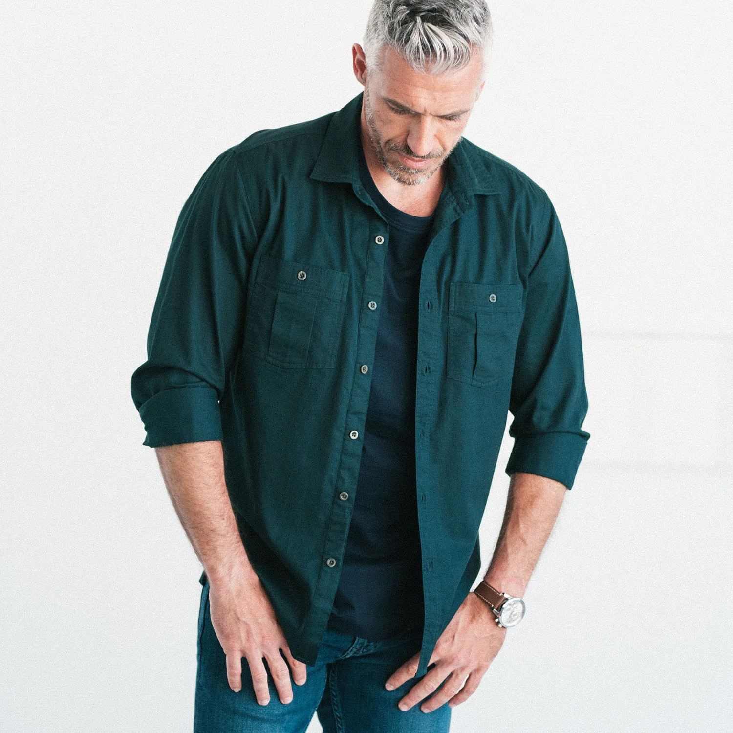 Craftsman Utility Shirt – Bottle Green Cotton Twill - Image 7