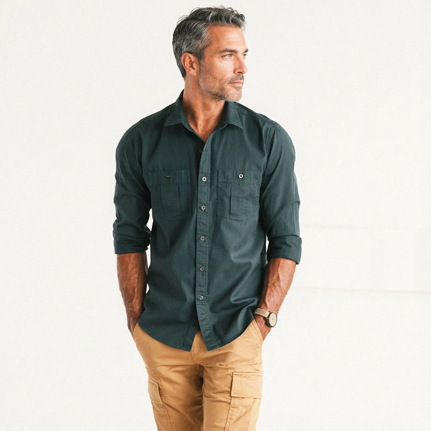 Craftsman Utility Shirt – Bottle Green Cotton Twill - Image 8