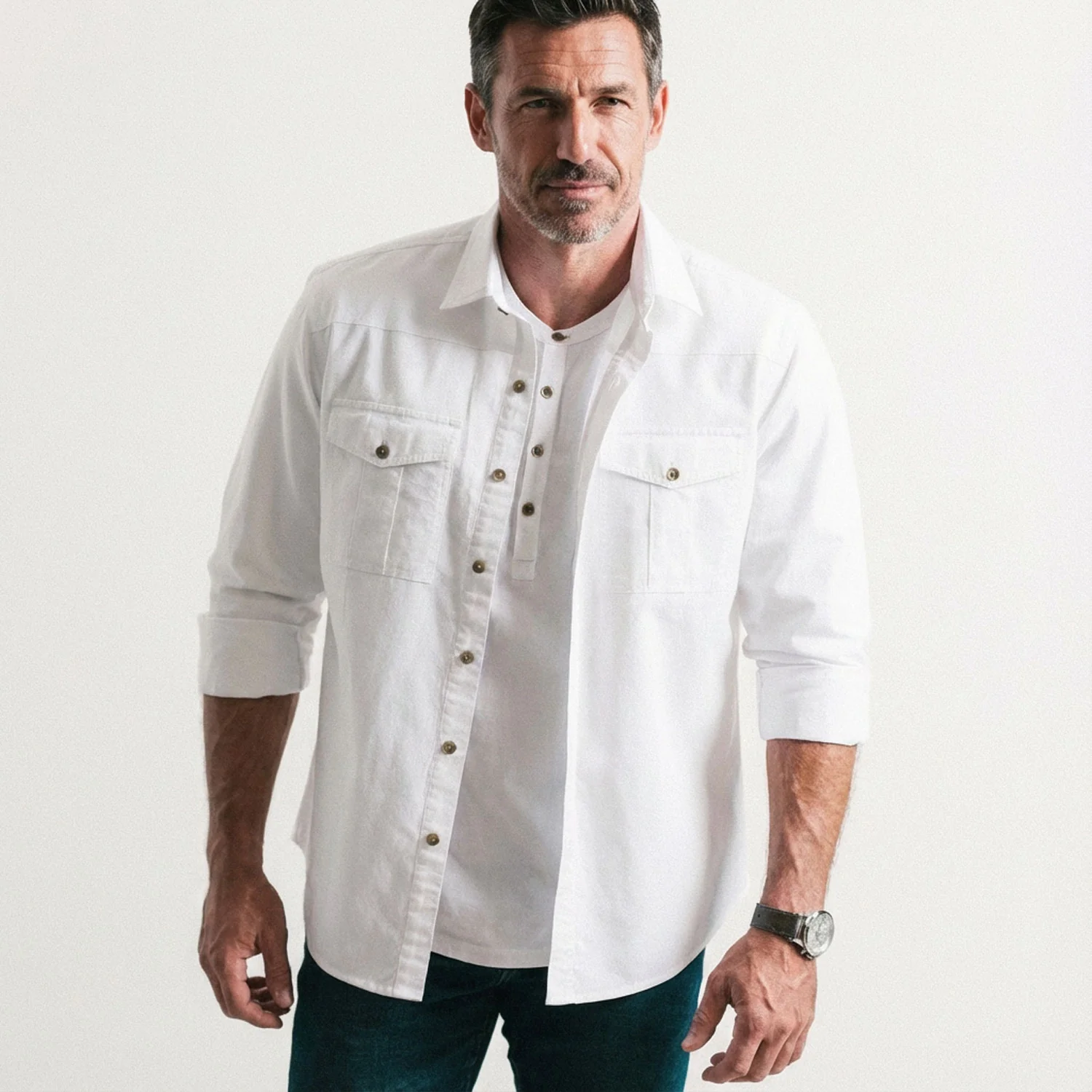 Curator Utility Shirt – Pure White Cotton Oxford - Image 6