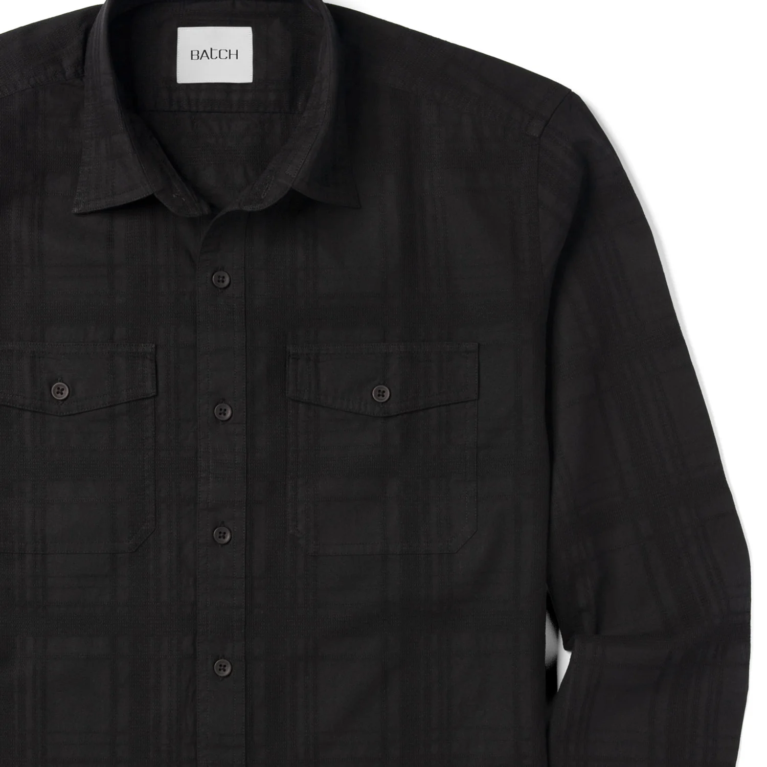 Davis Shadow Plaid Utility Shirt – Black Cotton - Image 3
