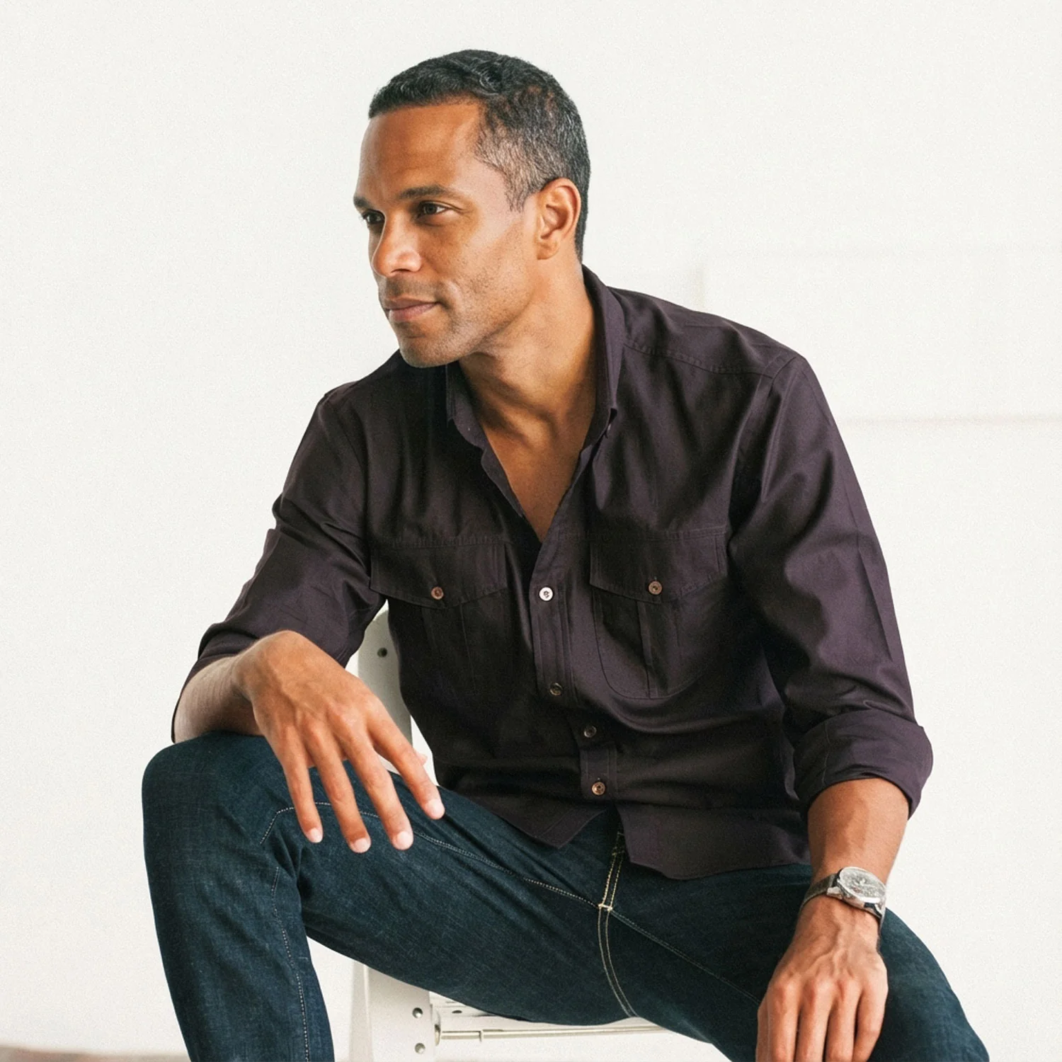 Editor Shirt – Dark Burgundy Stretch Poplin - Image 4