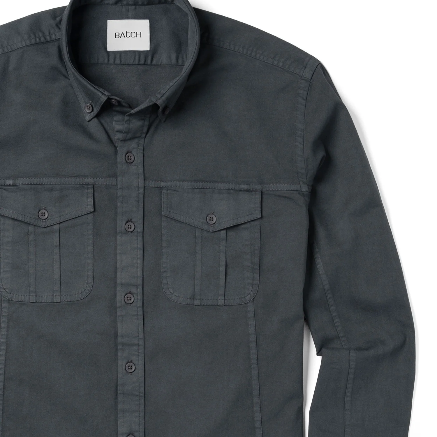 Editor Shirt – Slate Gray Stretch Cotton Twill - Image 3