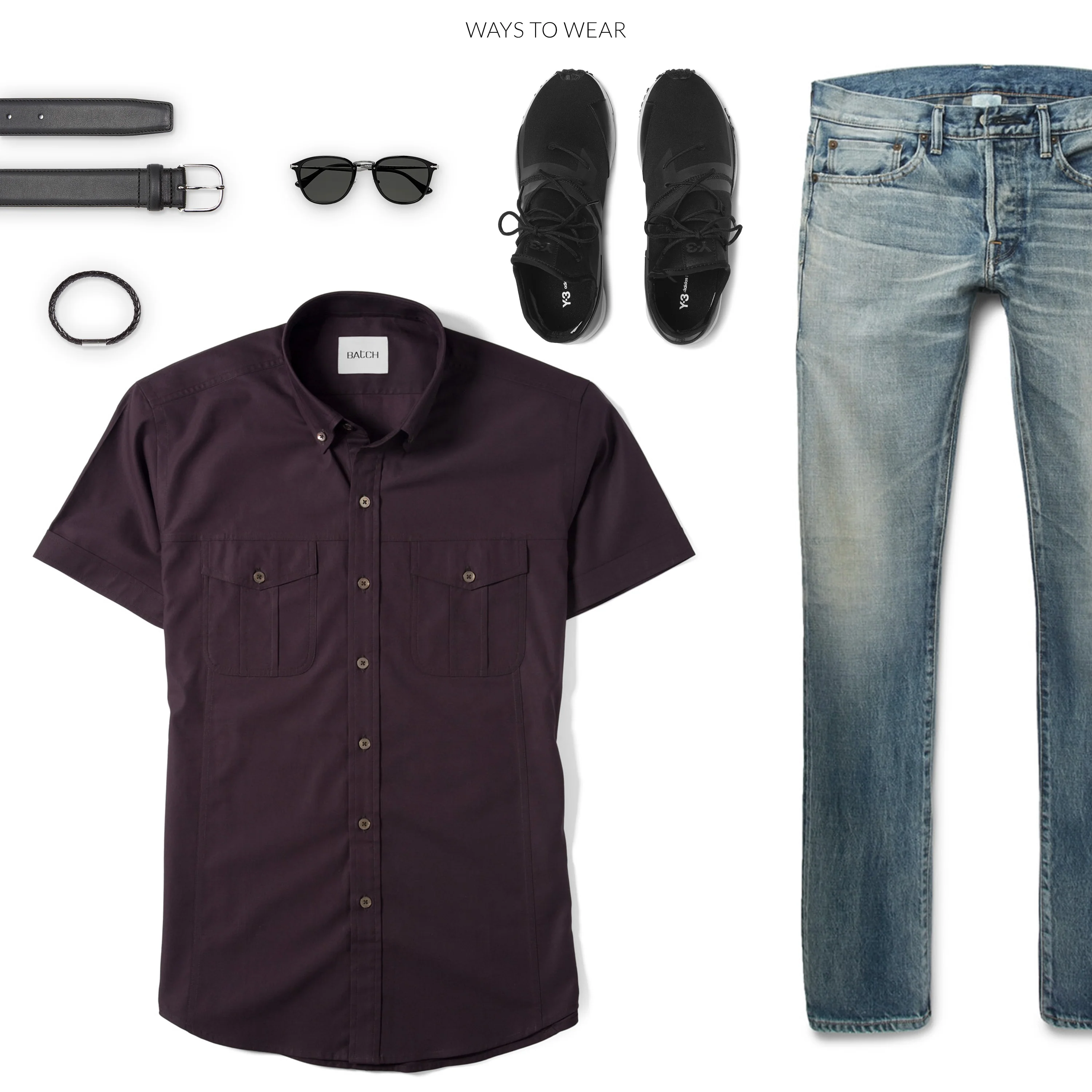 Editor Short Sleeve Utility Shirt – Dark Burgundy Mercerized Cotton - Image 5