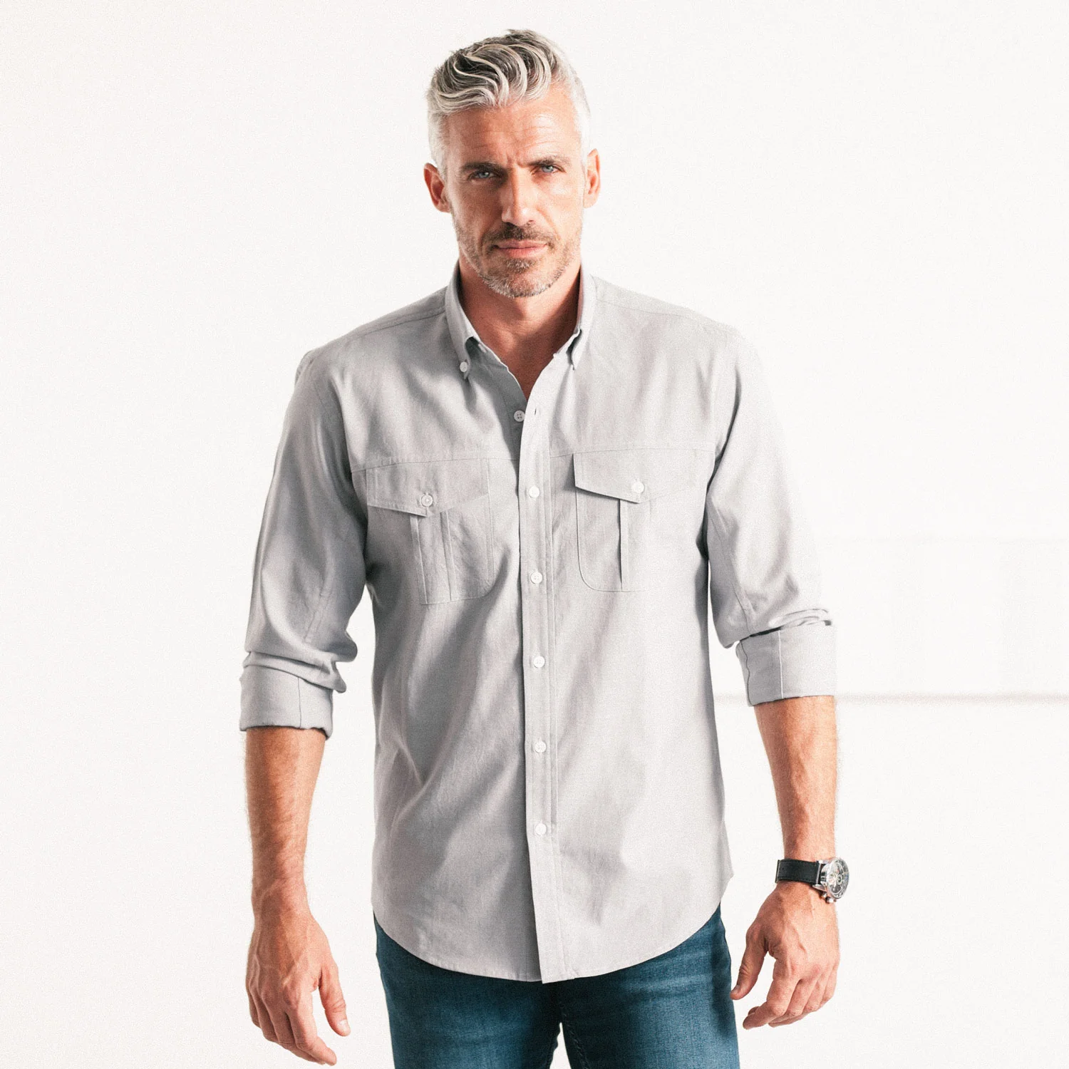 Editor Shirt – Aluminum Gray Oxford - Image 5